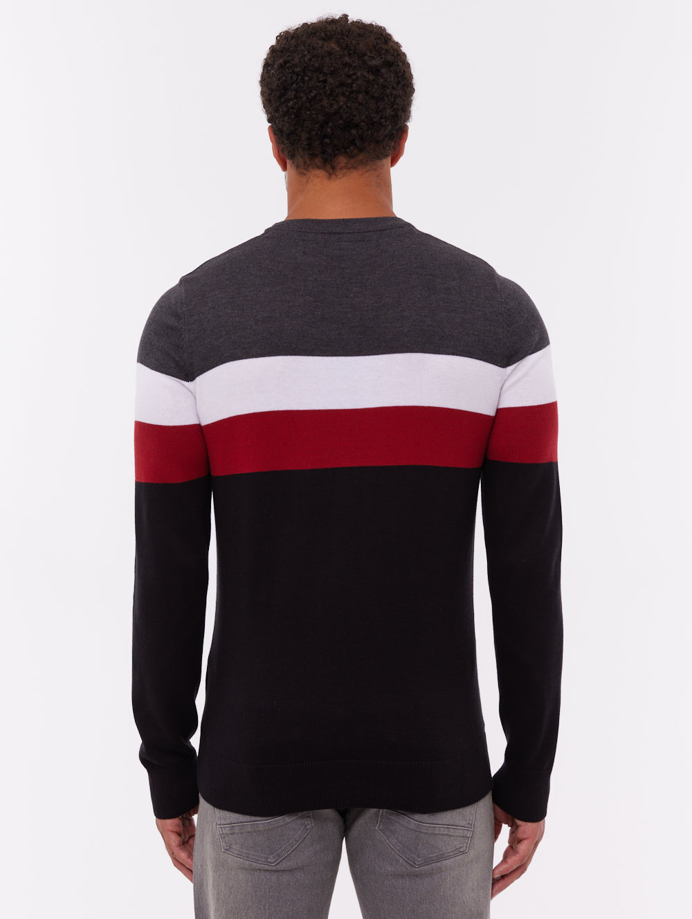 Toone Striped Crew Neck Sweater - Black