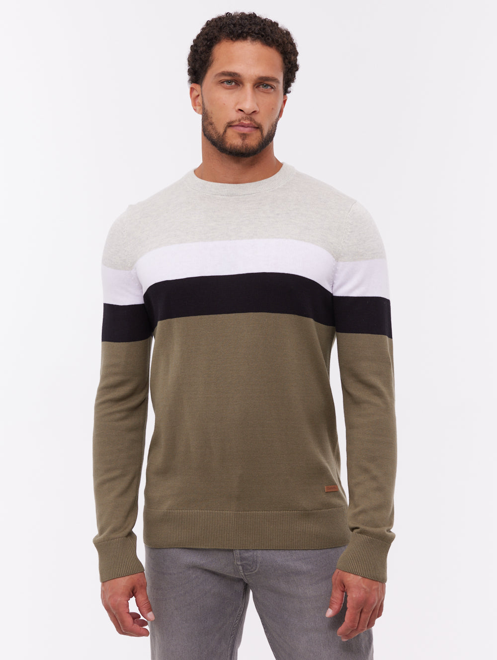 Toone Striped Crew Neck Sweater - Green