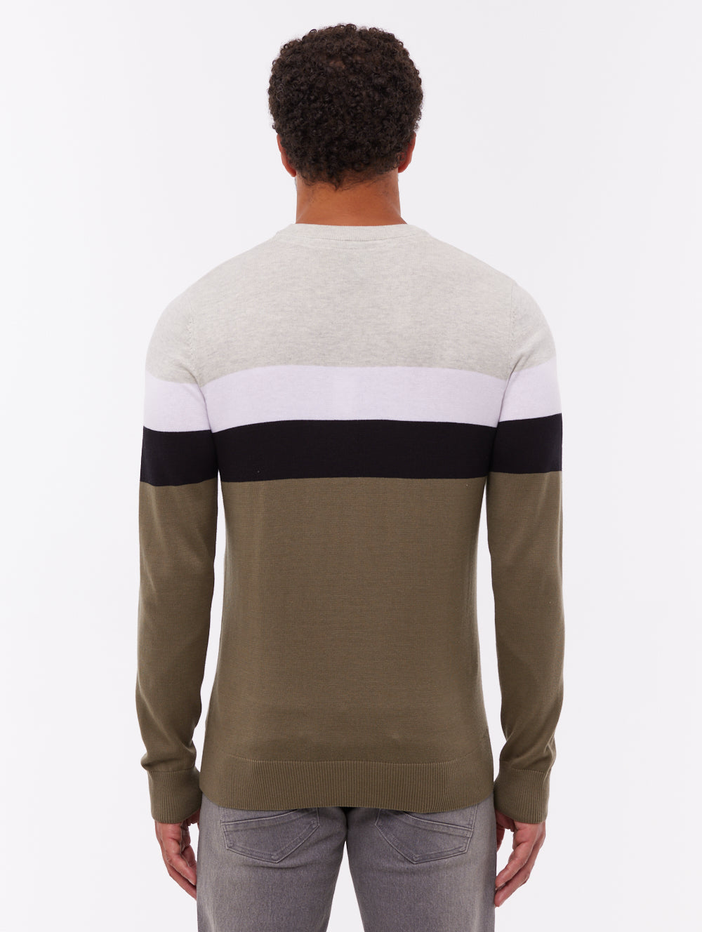 Toone Striped Crew Neck Sweater - Green