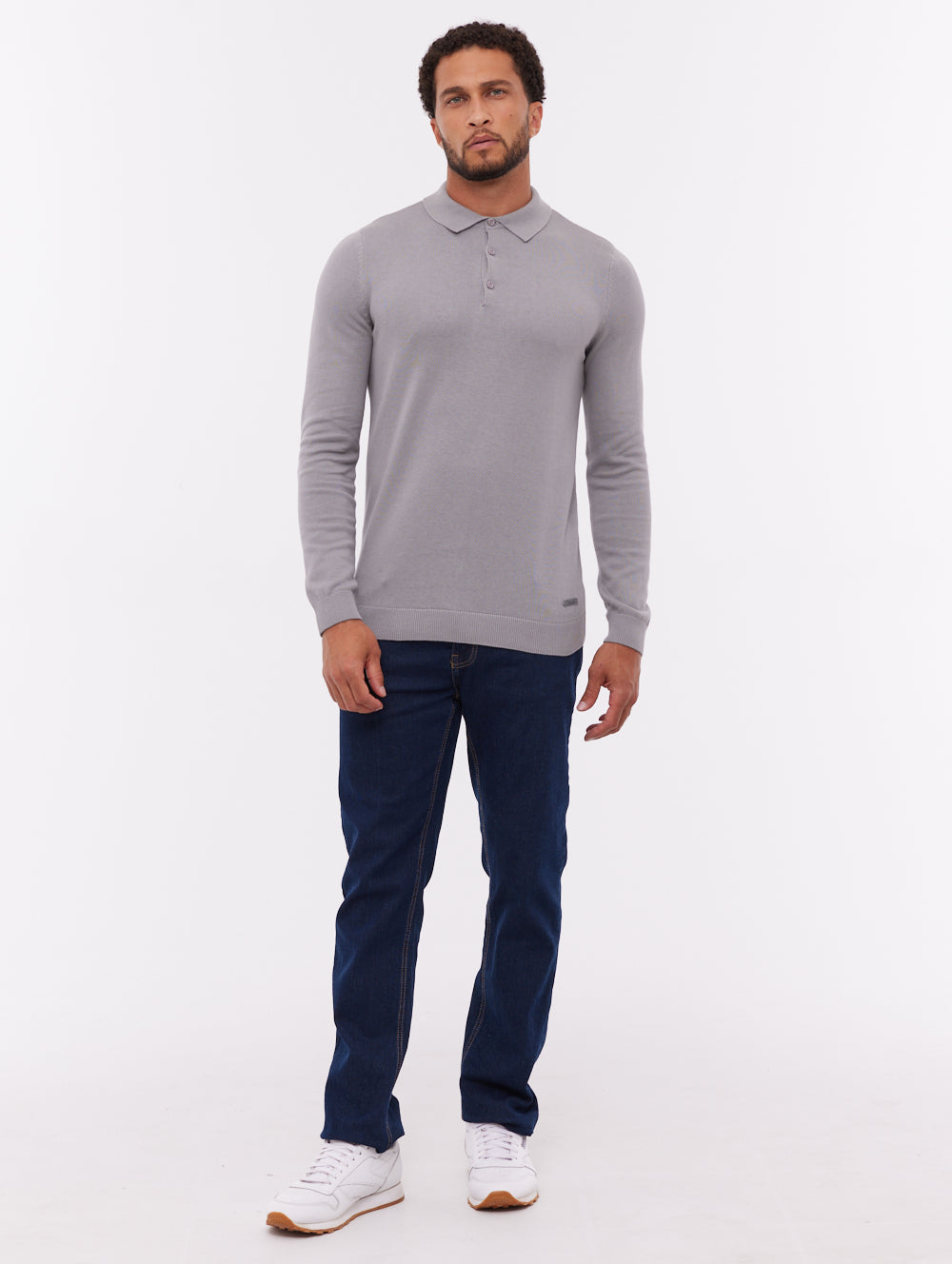 Pollos Long-Sleeve Polo Shirt - Grey