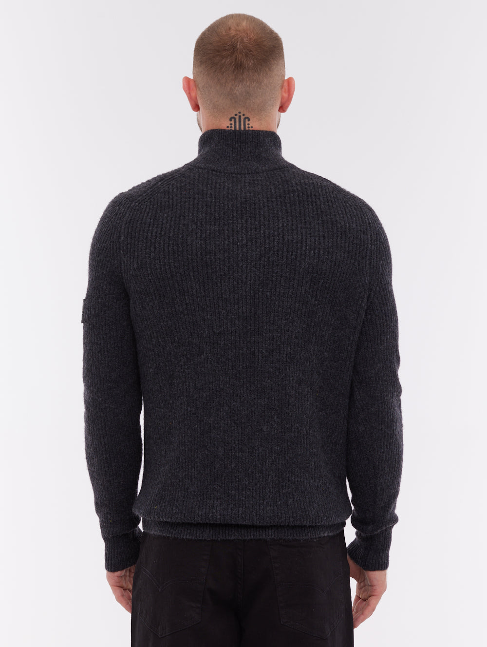 Yanta Quarter-Zip Funnel-Neck Sweater - Grey