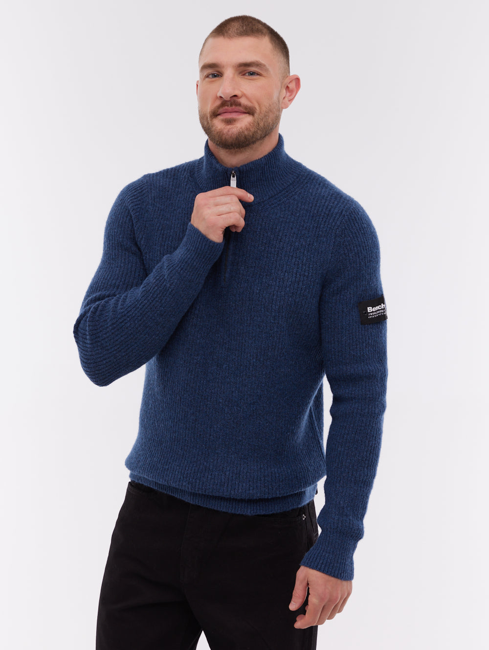 Yanta Quarter-Zip Funnel-Neck Sweater - Blue