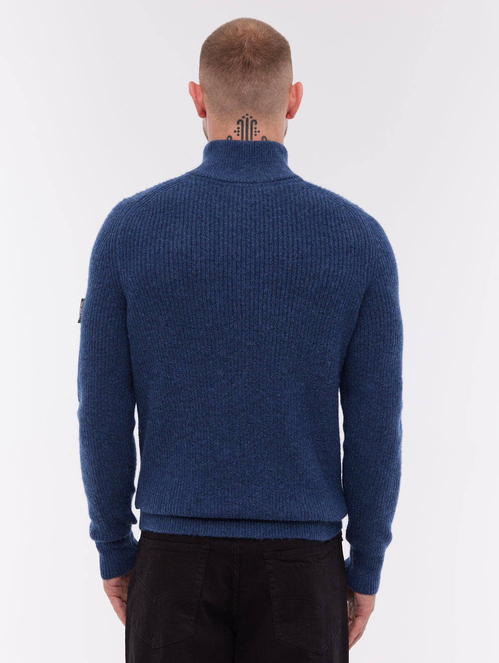 Yanta Quarter-Zip Funnel-Neck Sweater - Blue