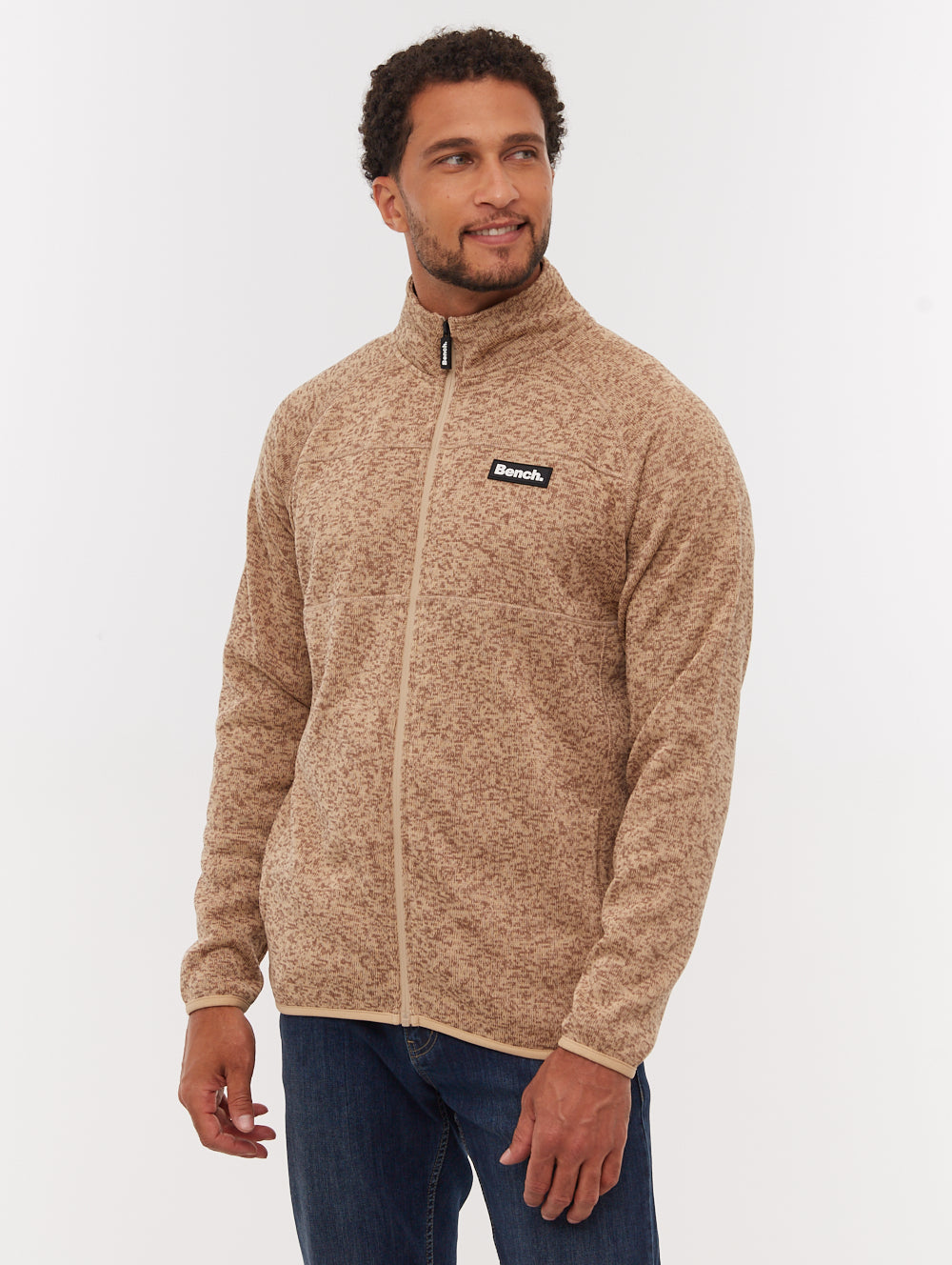 Middeo Funnel-Neck Zip-Up - Beige