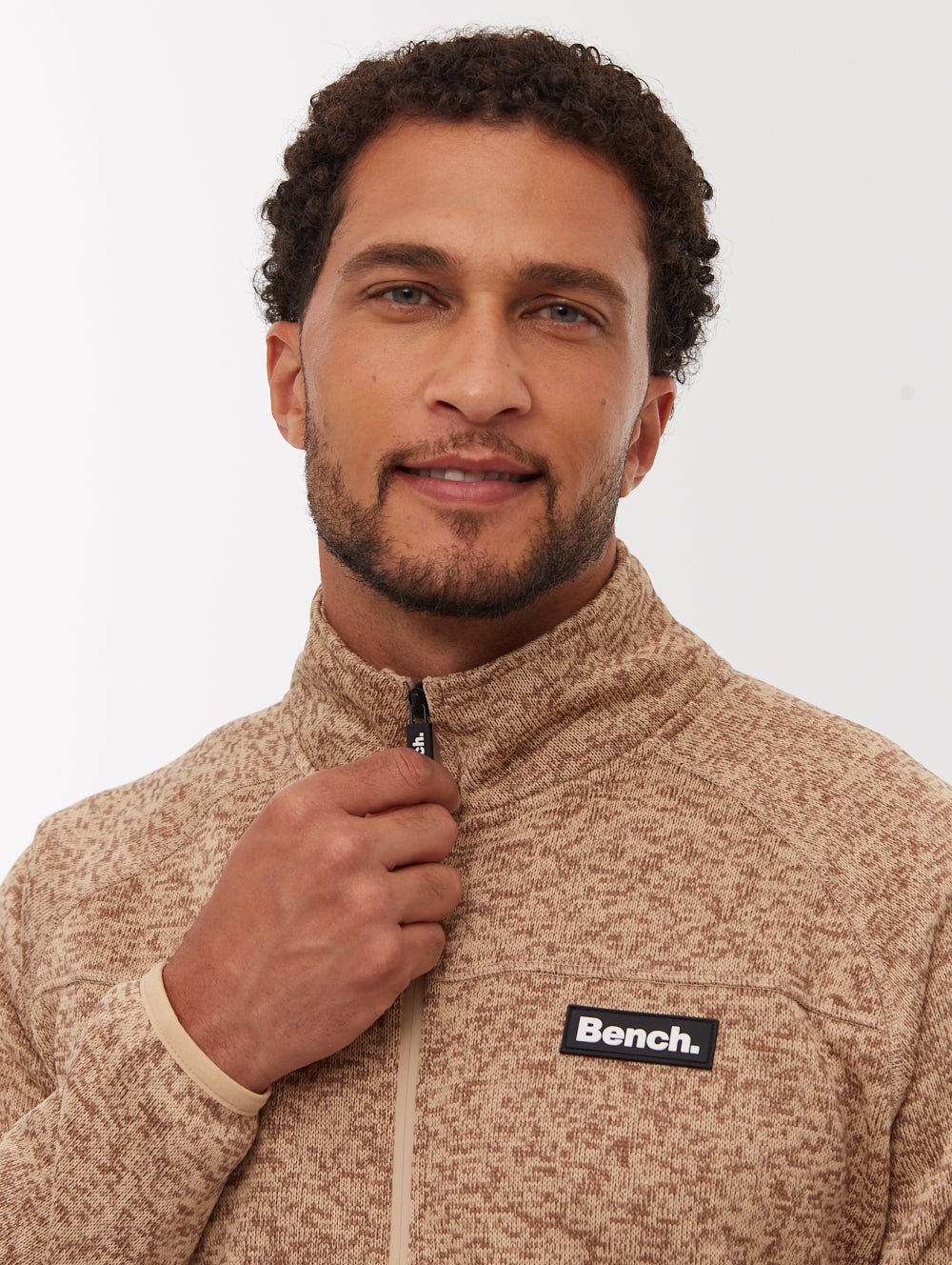 Middeo Funnel-Neck Zip-Up - Beige
