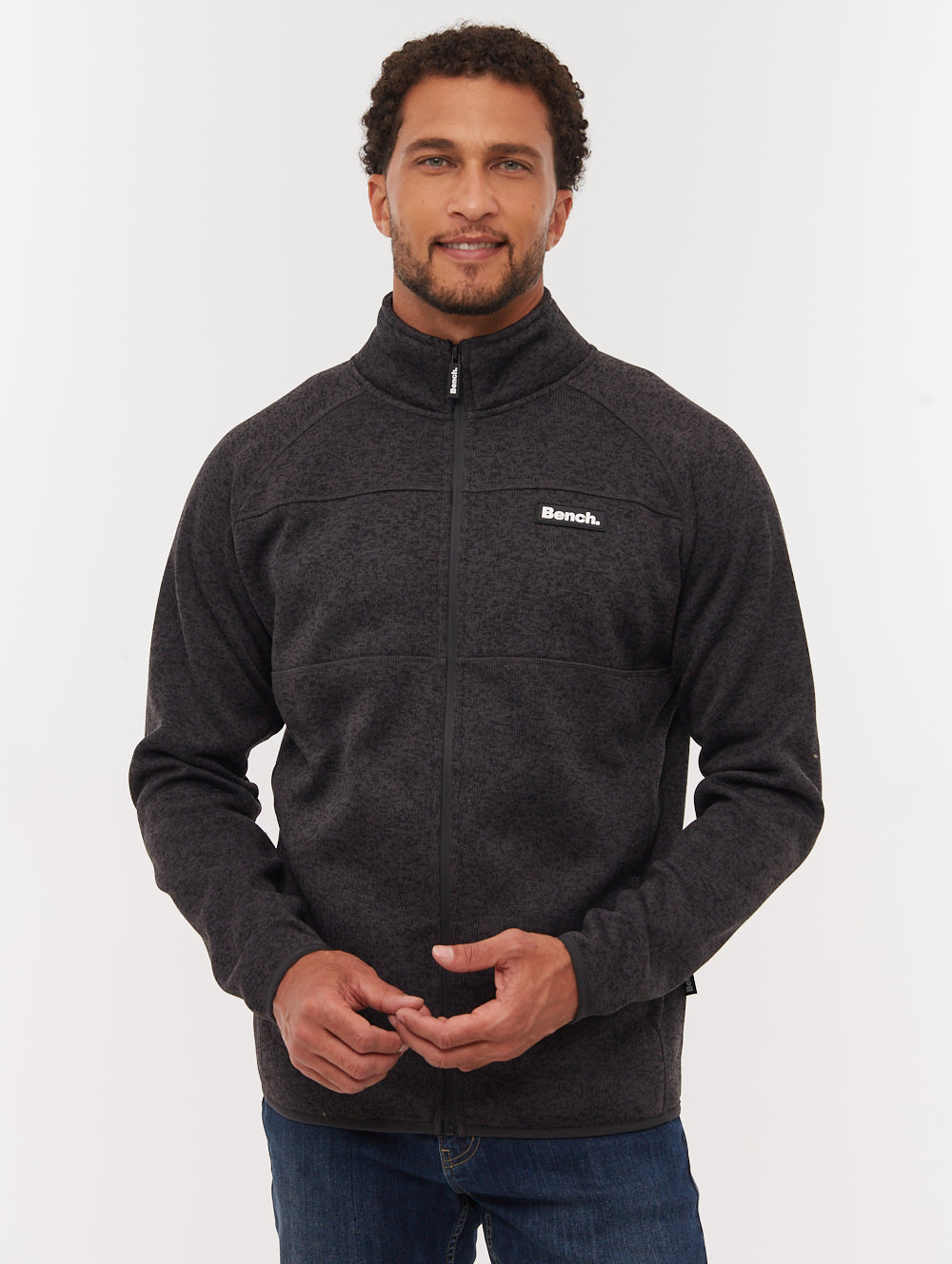 Middeo Fleece Funnel-Neck Zip-Up - Grey