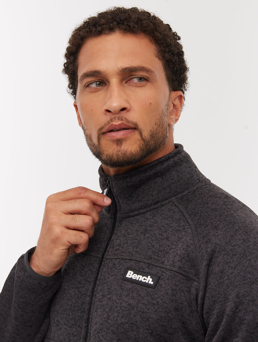 Middeo Fleece Funnel-Neck Zip-Up - Grey