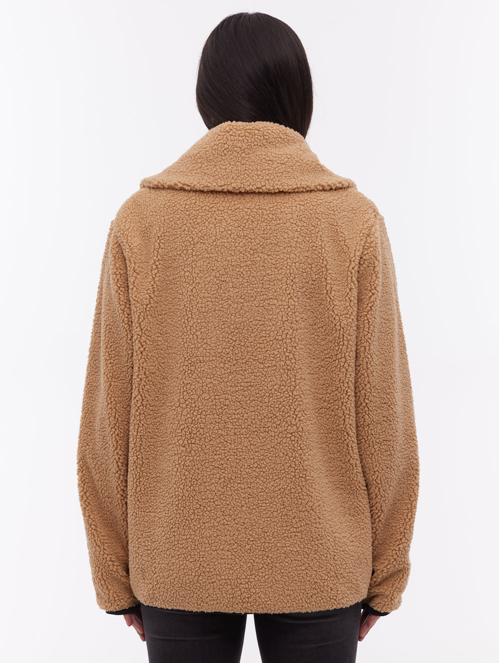 Riah Funnel-Neck Zip-Up - Beige