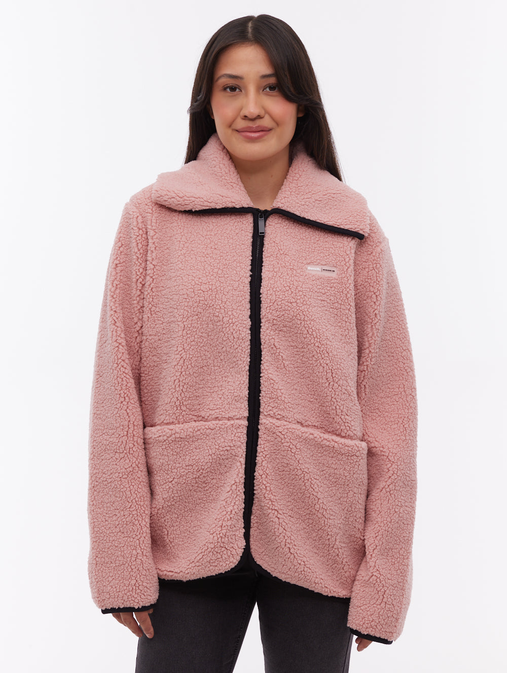 Riah Funnel-Neck Zip-Up - Pink