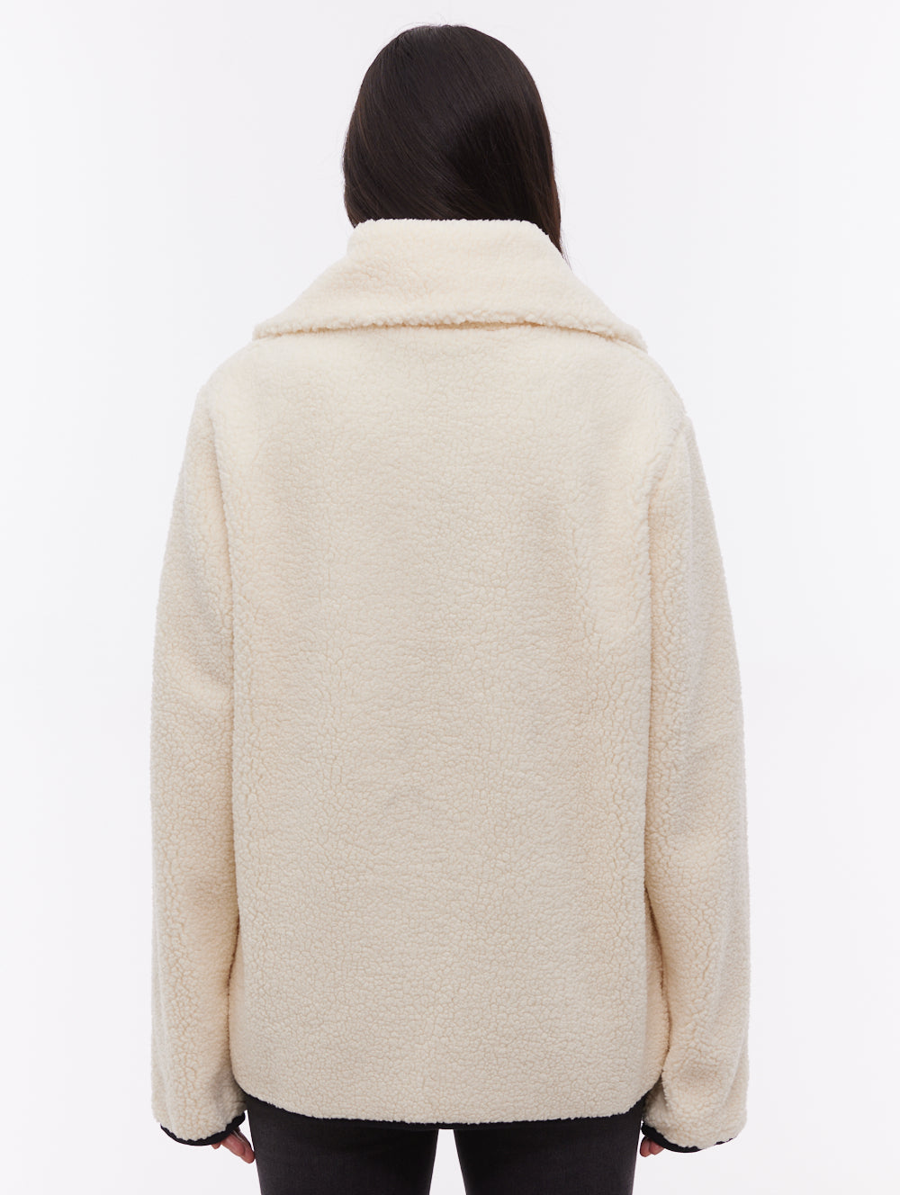 Riah Funnel-Neck Zip-Up - White