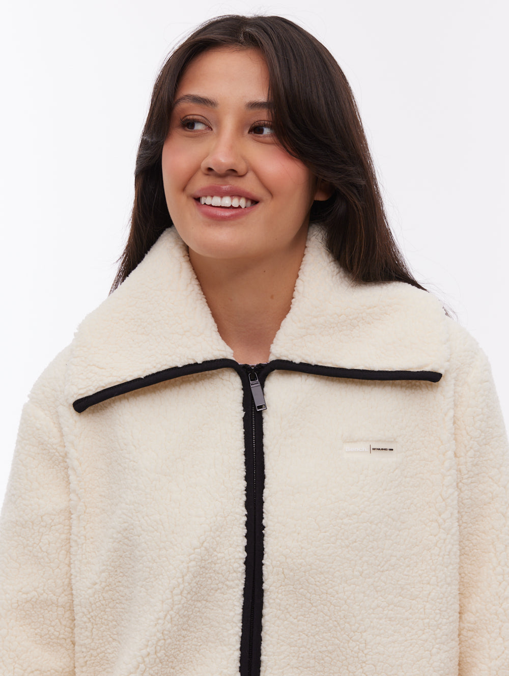 Riah Funnel-Neck Zip-Up - White