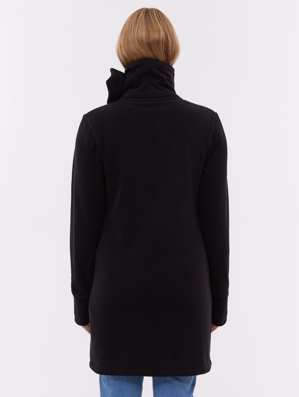 Bridgit Maxi Wrap Neck Zip-Up - Black