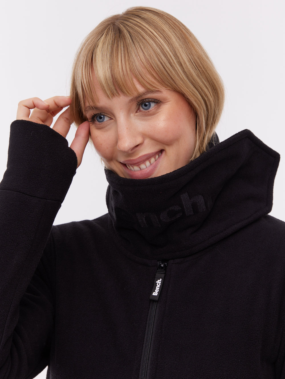 Bridgit Maxi Wrap Neck Zip-Up - Black