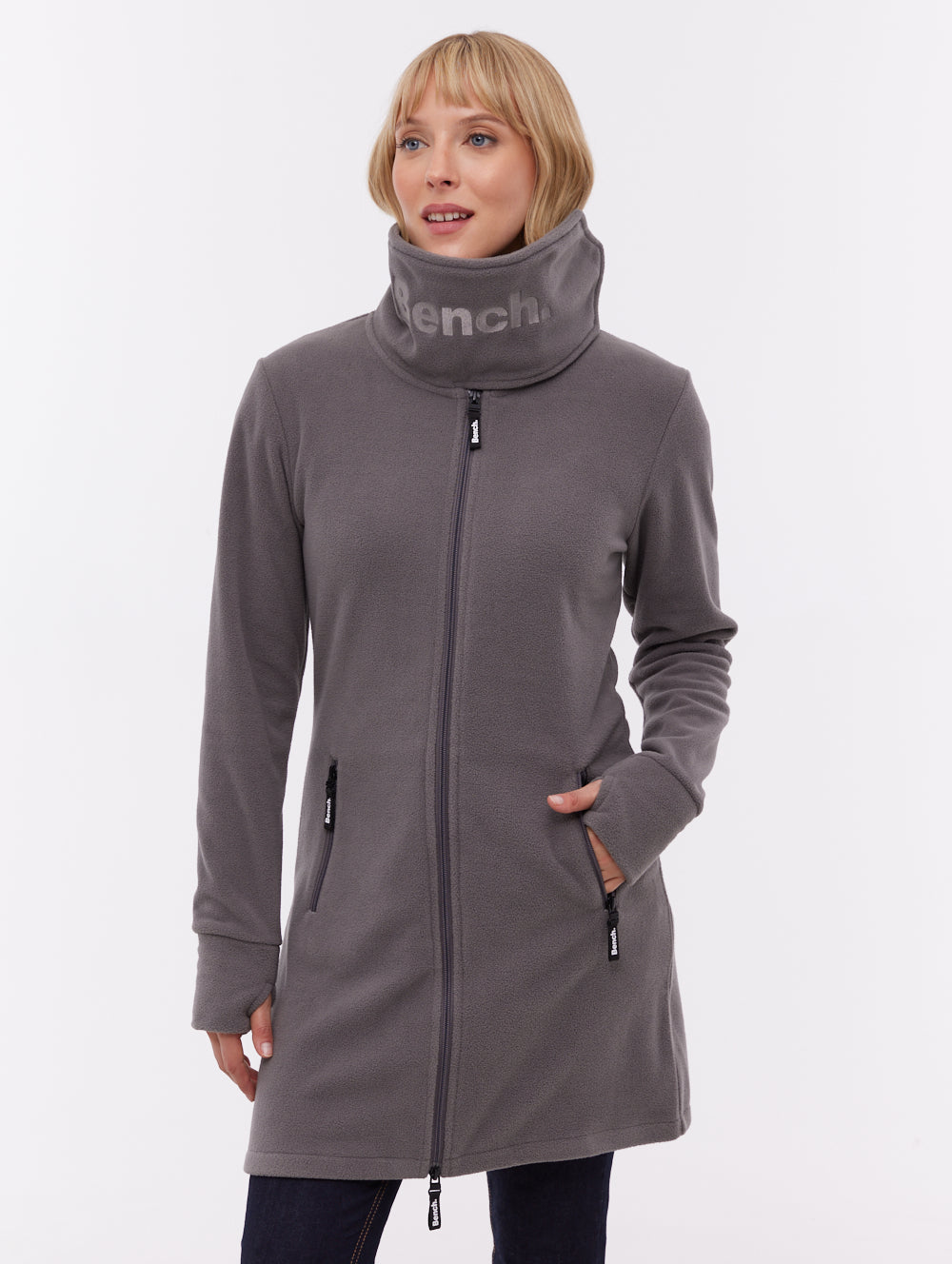 Bridgit Maxi Wrap Neck Zip-Up - Grey