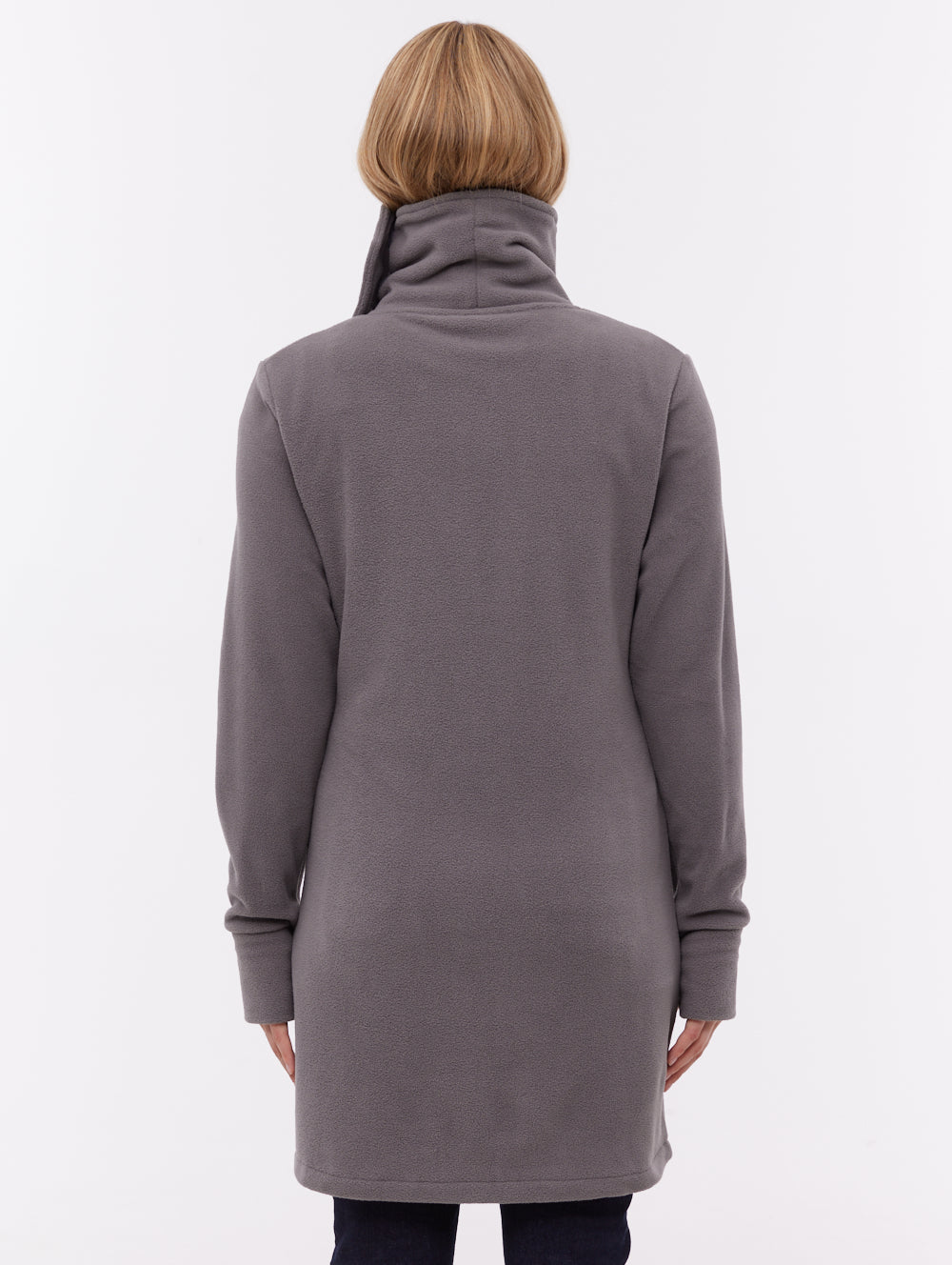 Bridgit Maxi Wrap Neck Zip-Up - Grey