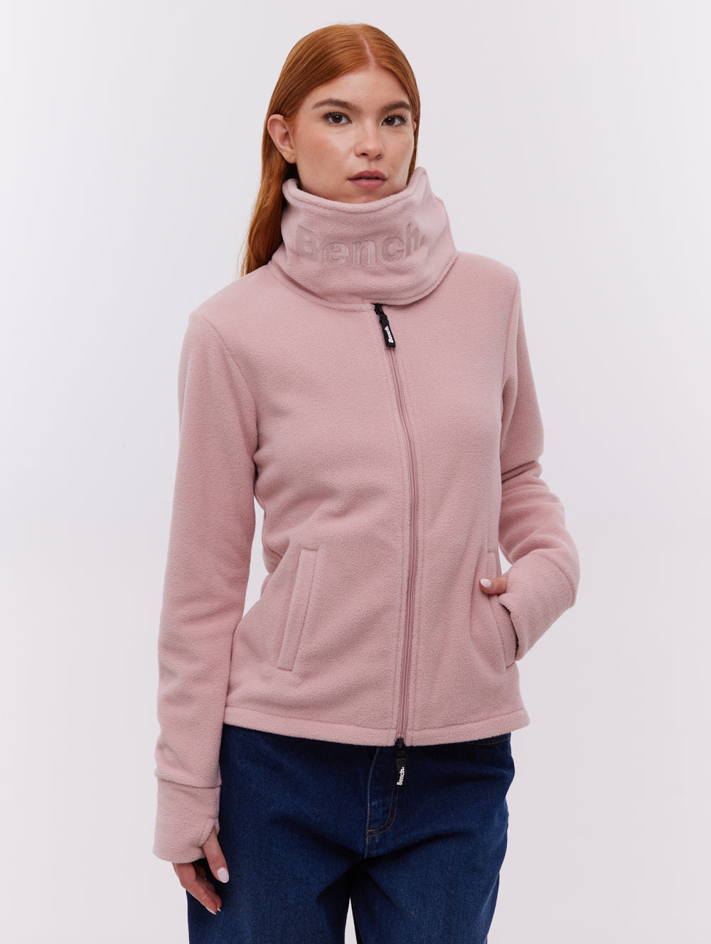 Heska Wrap-Neck Zip-Up - Pink