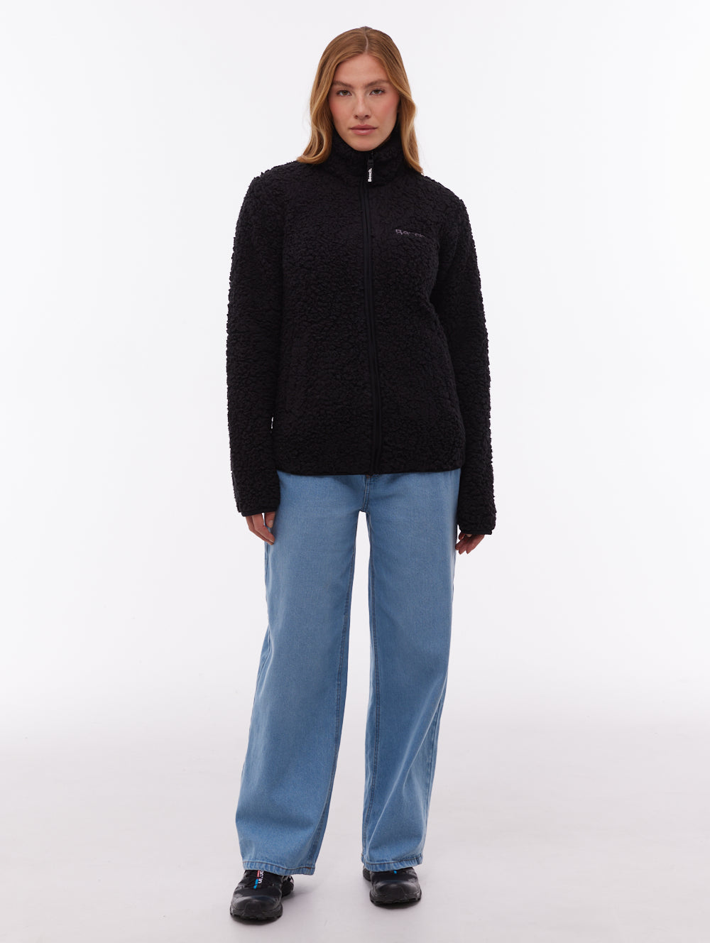 Klea Fleece Funnel Zip-Up  - Black