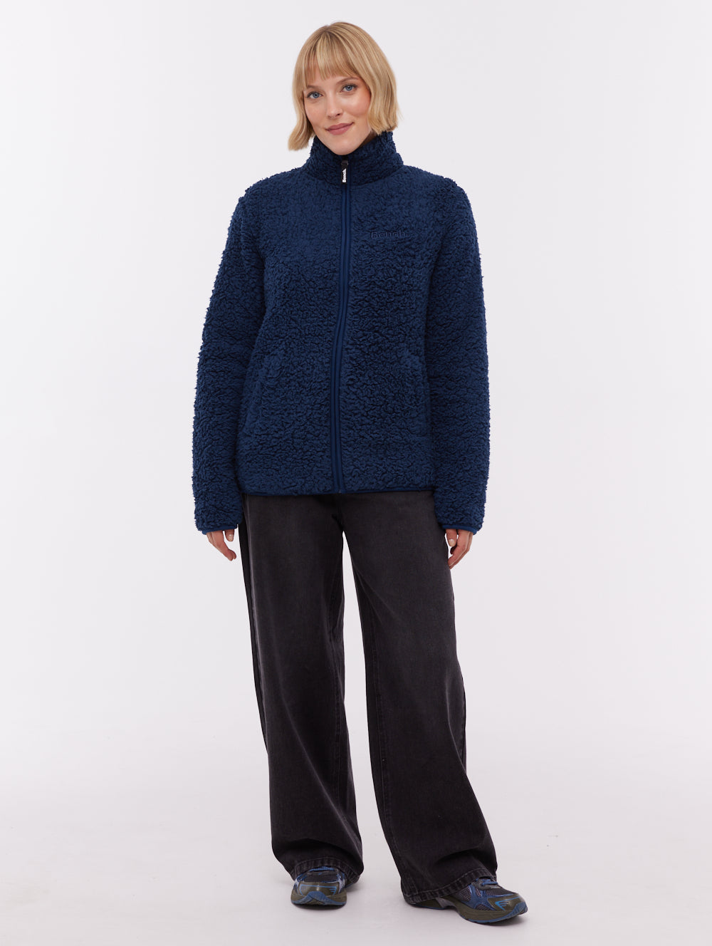 Klea Fleece Funnel Zip-Up  - Blue