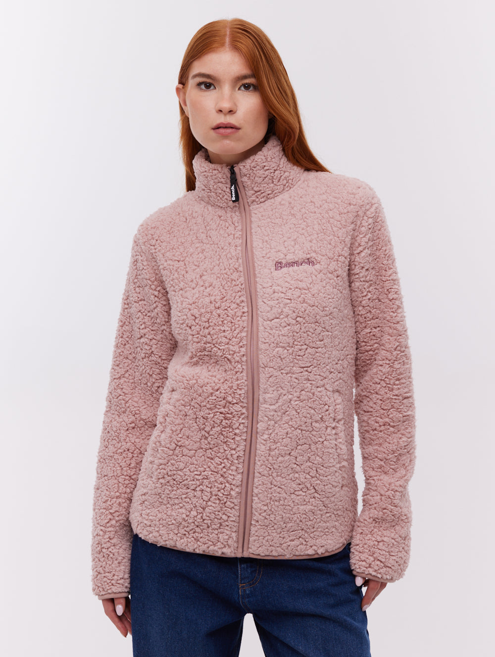Klea Fleece Funnel Zip-Up  - Pink