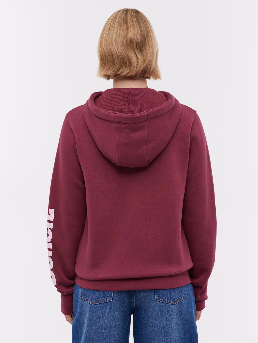Darcine Zip-Up Hoodie with Sleeve Logo - Red