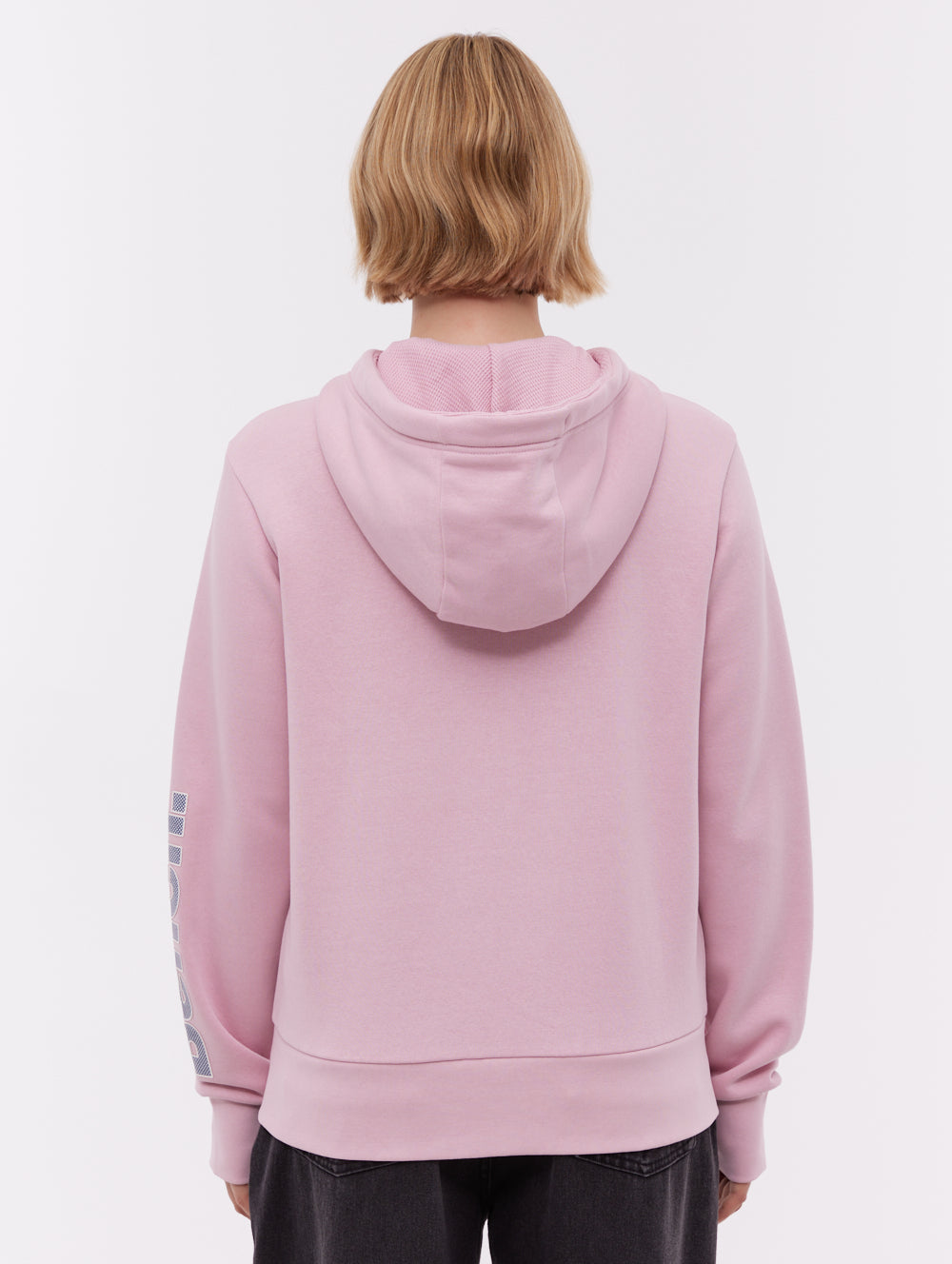 Darcine Zip-Up Hoodie with Sleeve Logo - Pink