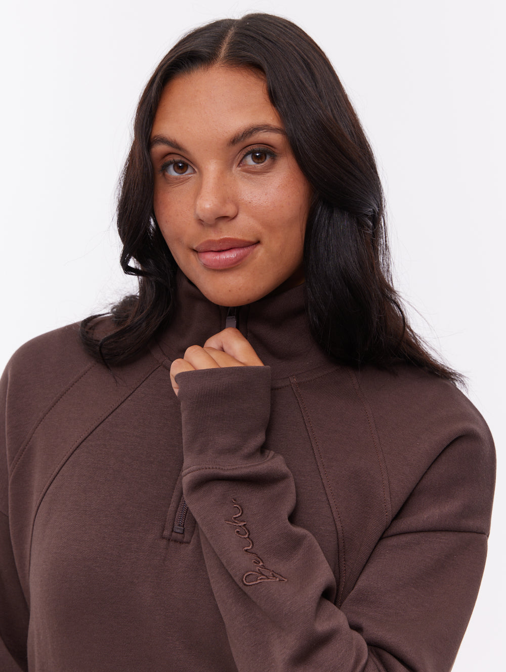 Zilia Quarter-Zip Funnel Neck - Brown