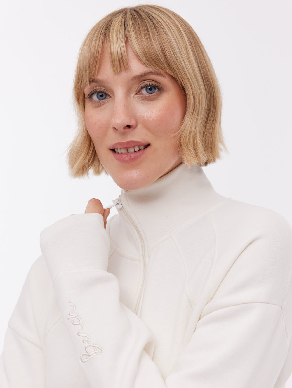 Zilia Quarter-Zip Funnel Neck - White