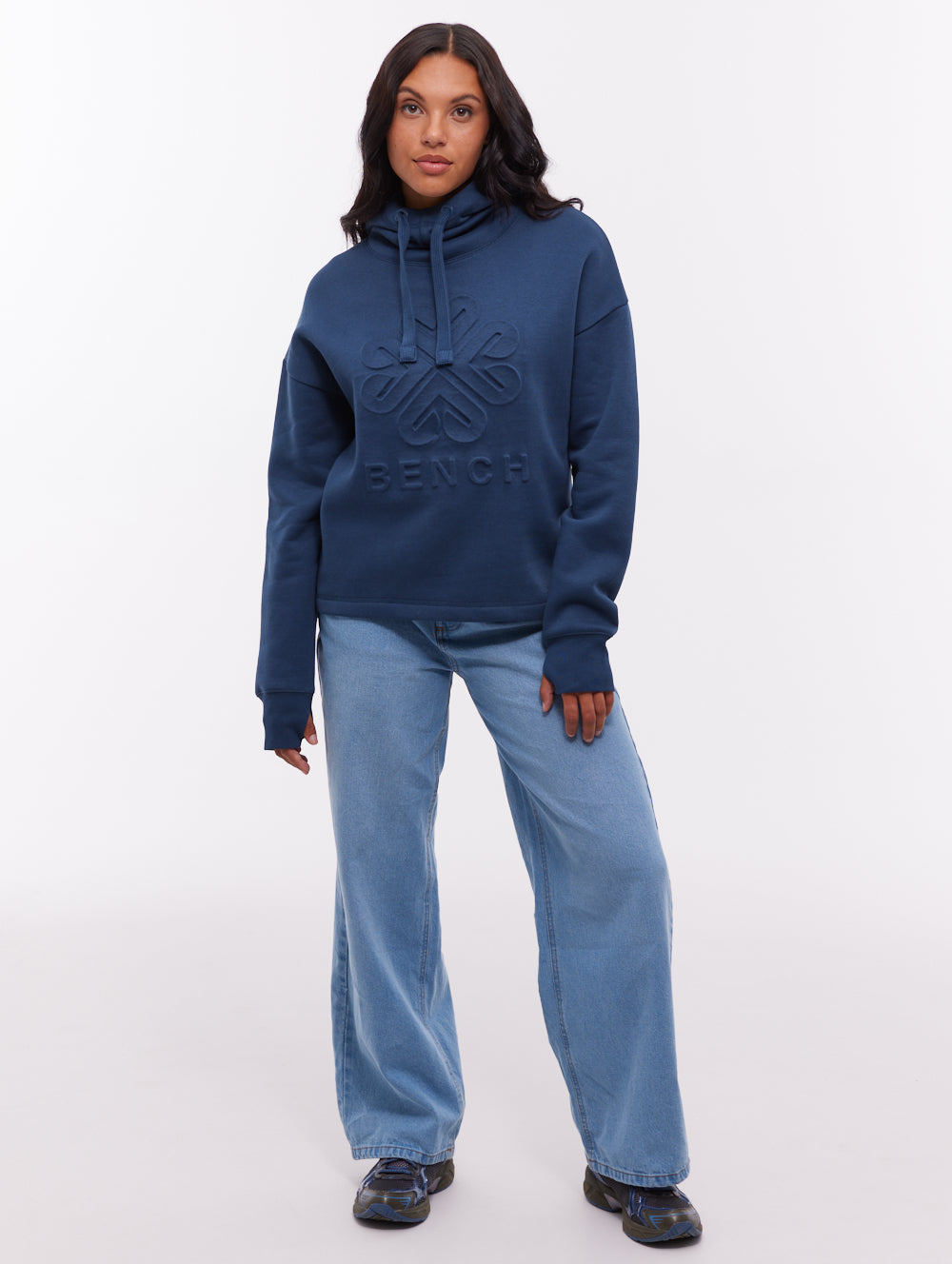 Elaina Deboss Hoodie - Blue