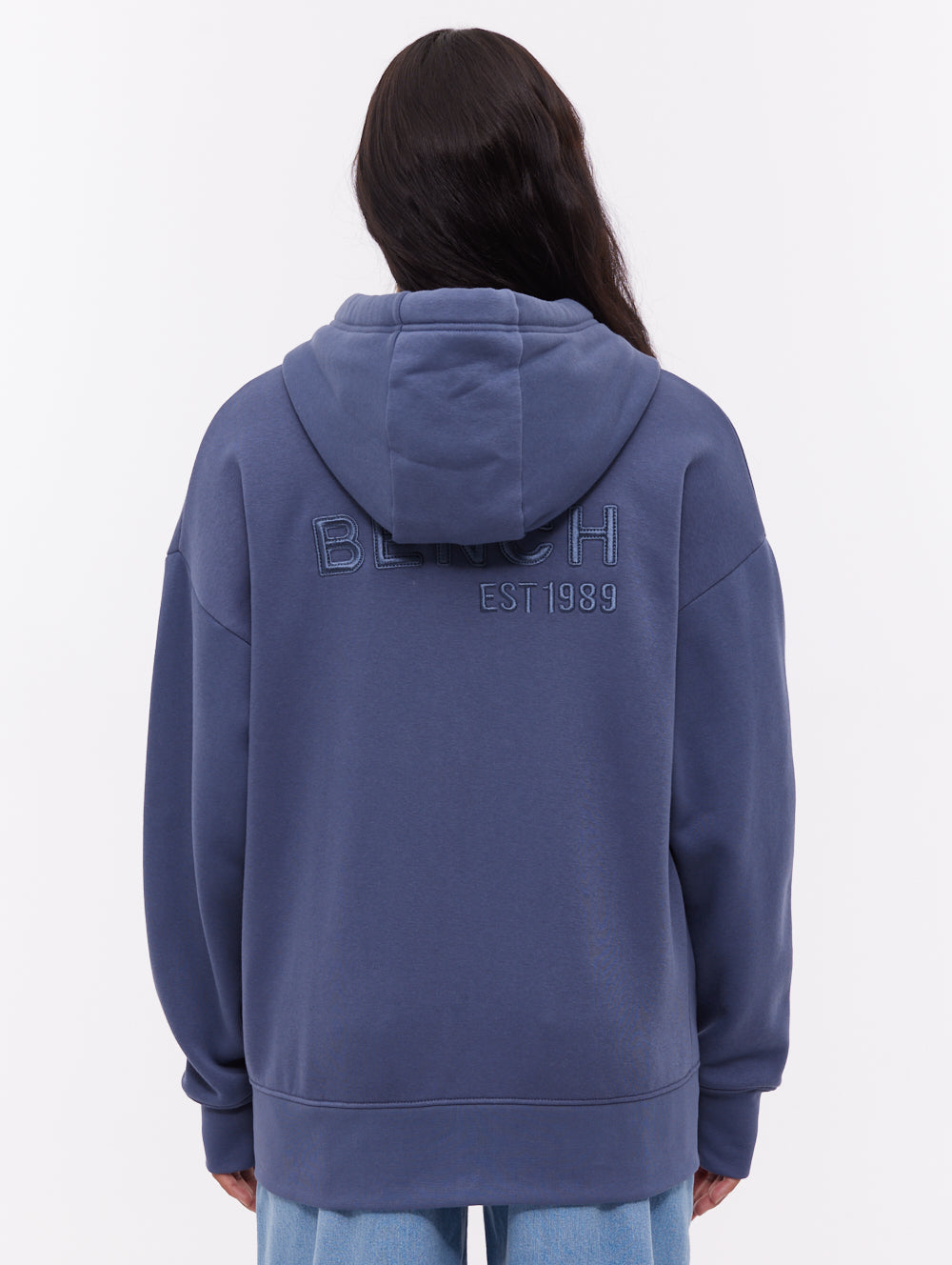 Temra Back Logo Zip-Up Hoodie - Blue