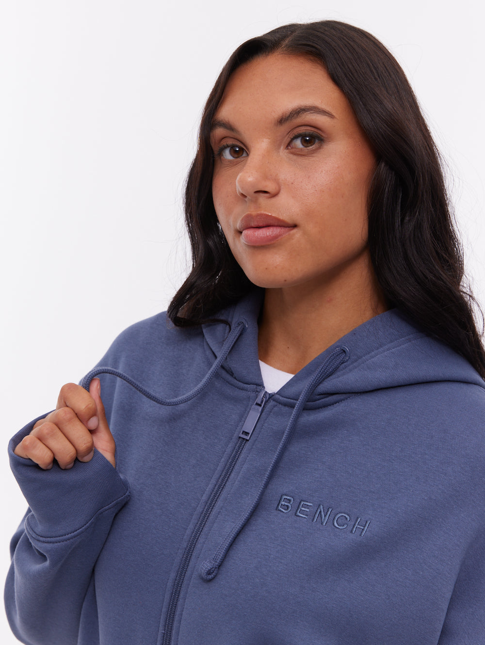 Temra Back Logo Zip-Up Hoodie - Blue