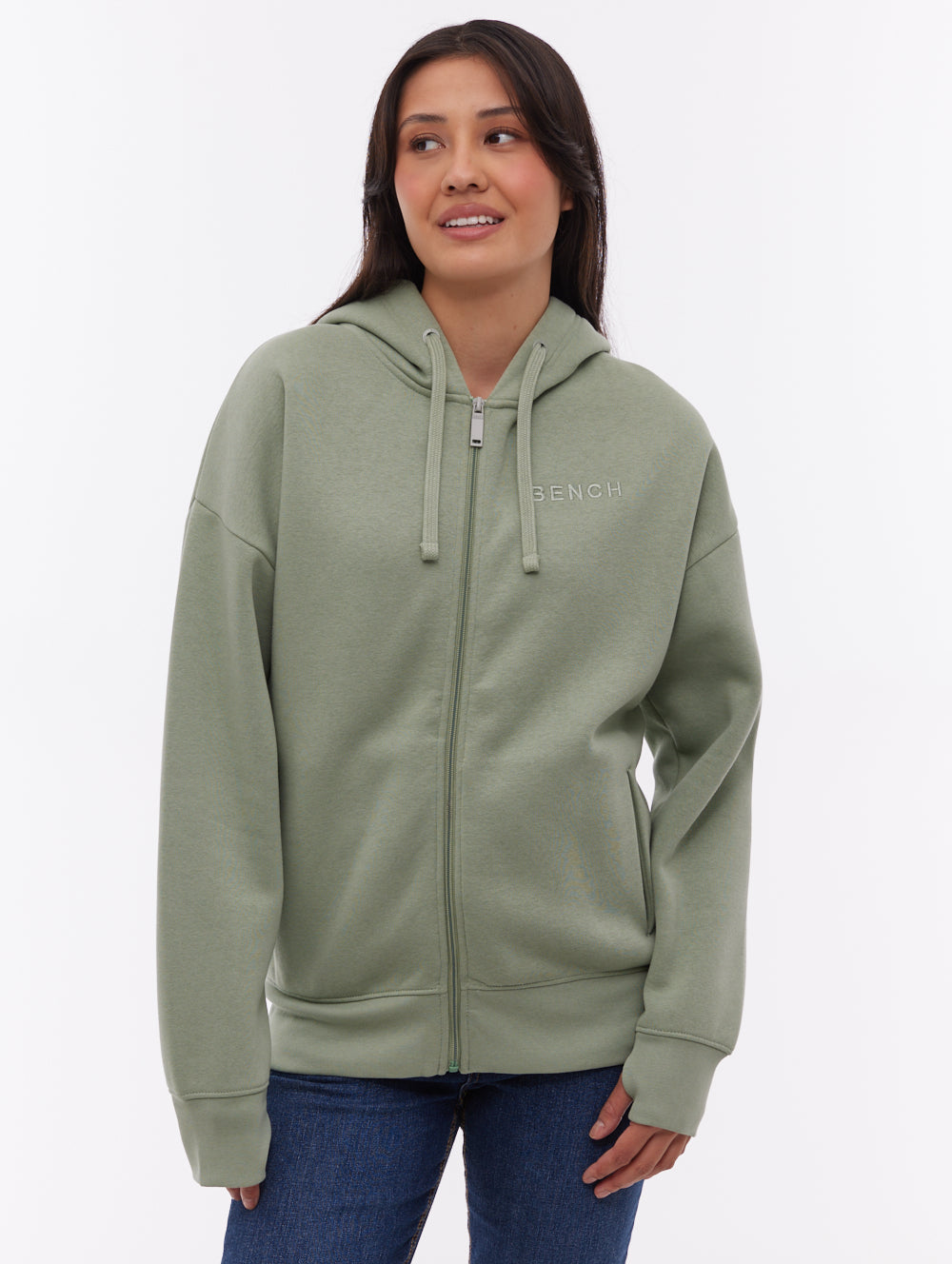 Temra Back Logo Zip-Up Hoodie - Green