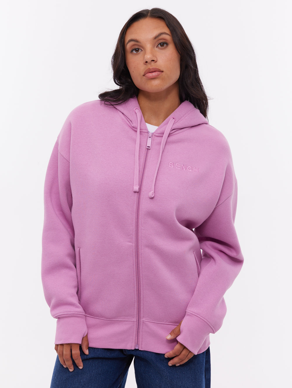 Temra Back Logo Zip-Up Hoodie - Pink