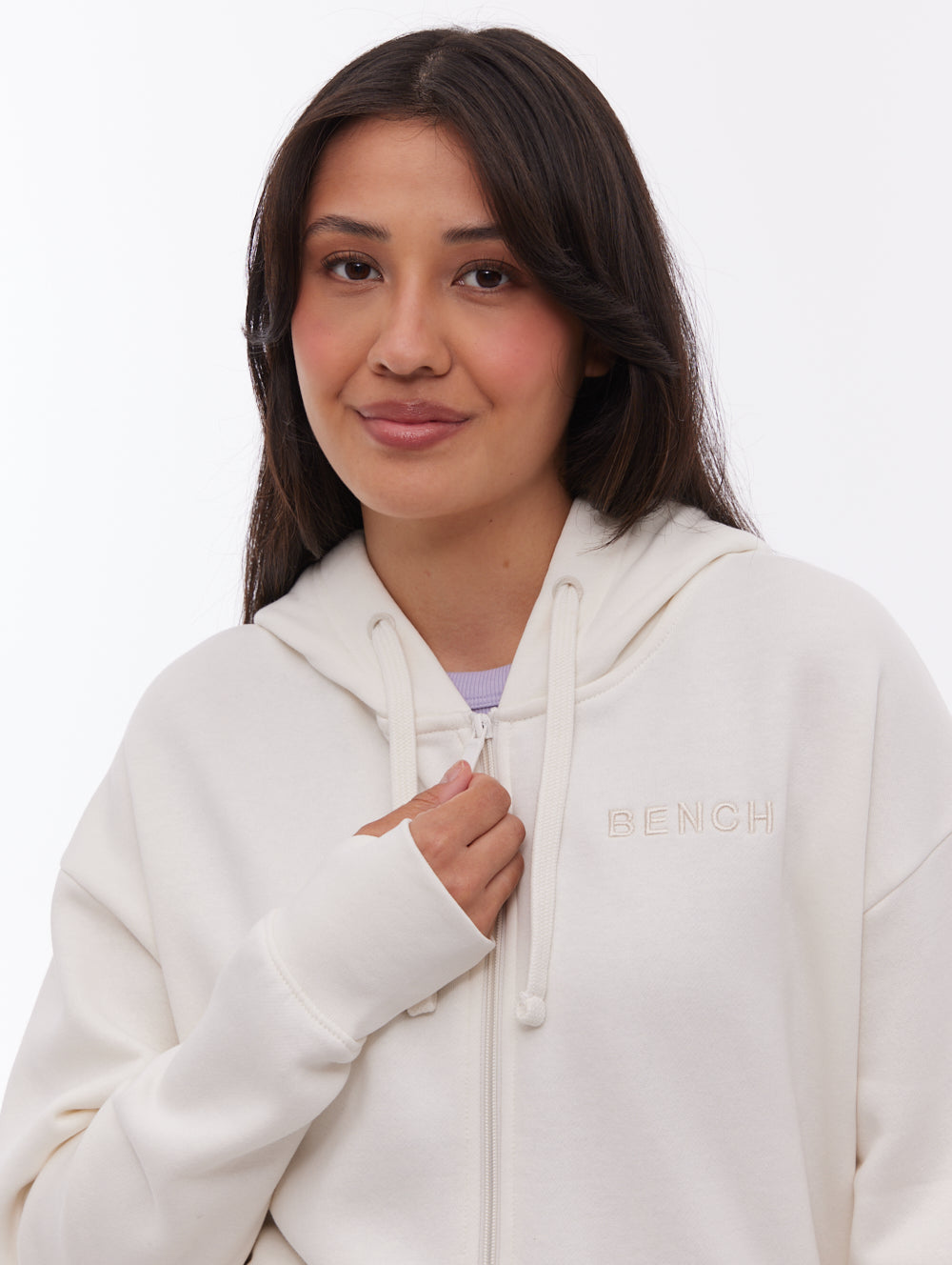 Temra Back Logo Zip-Up Hoodie - White