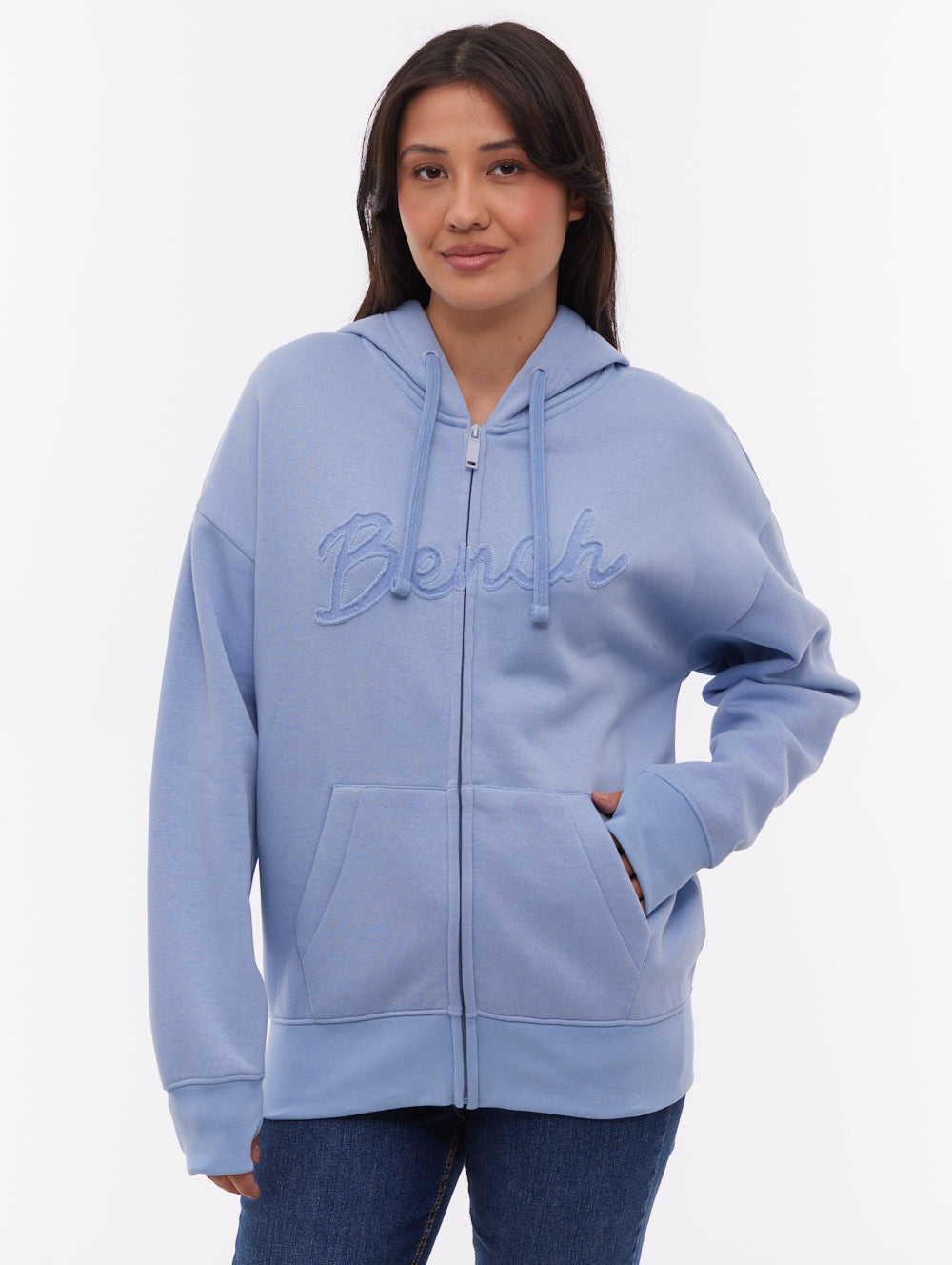 Kingra Oversize Zip-Up Hoodie - Blue