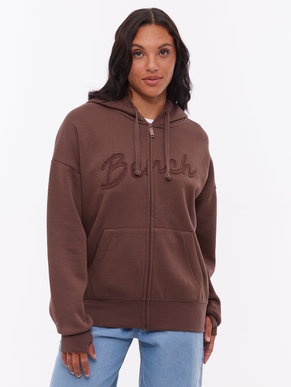 Kingra Oversize Zip-Up Hoodie - Brown