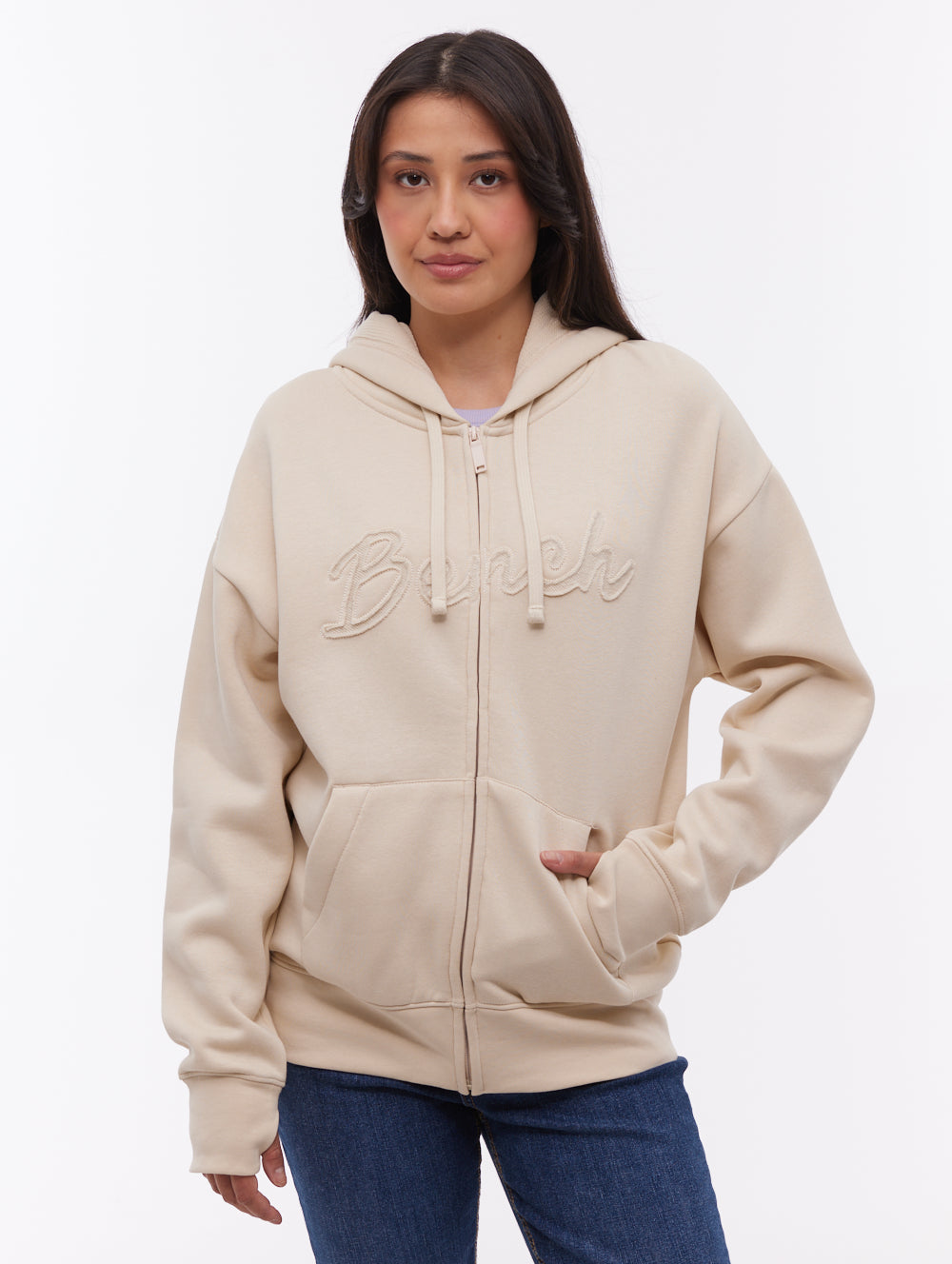 Kingra Oversize Zip-Up Hoodie - White