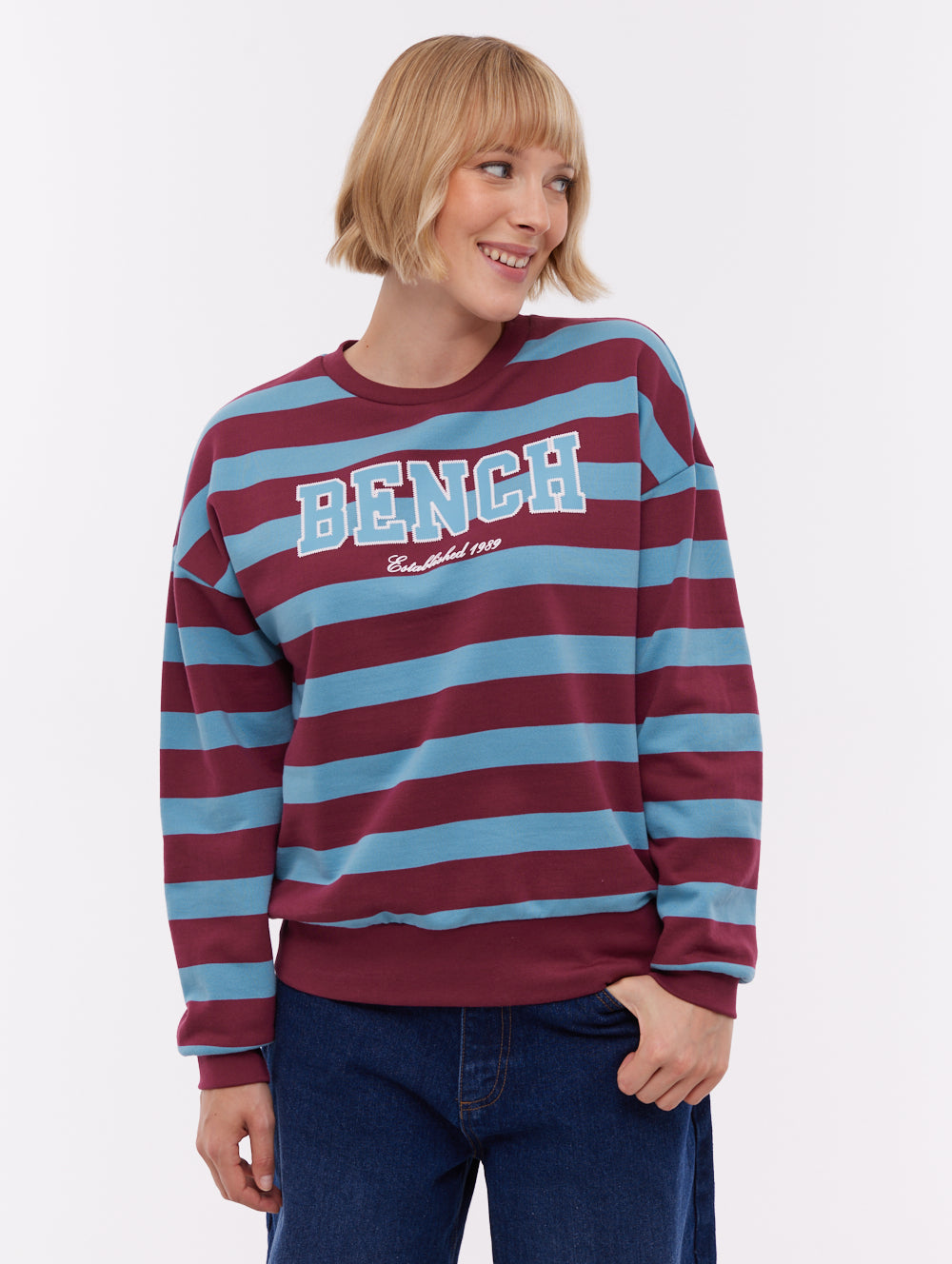 Jaye Collegiate Striped Crew Neck - Red