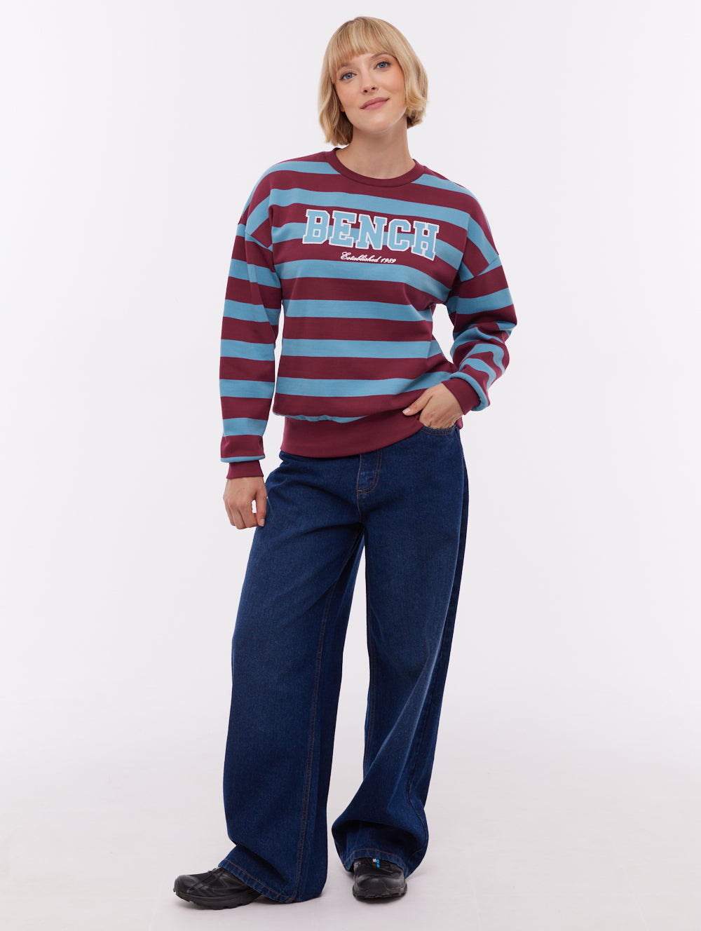 Jaye Collegiate Striped Crew Neck - Red