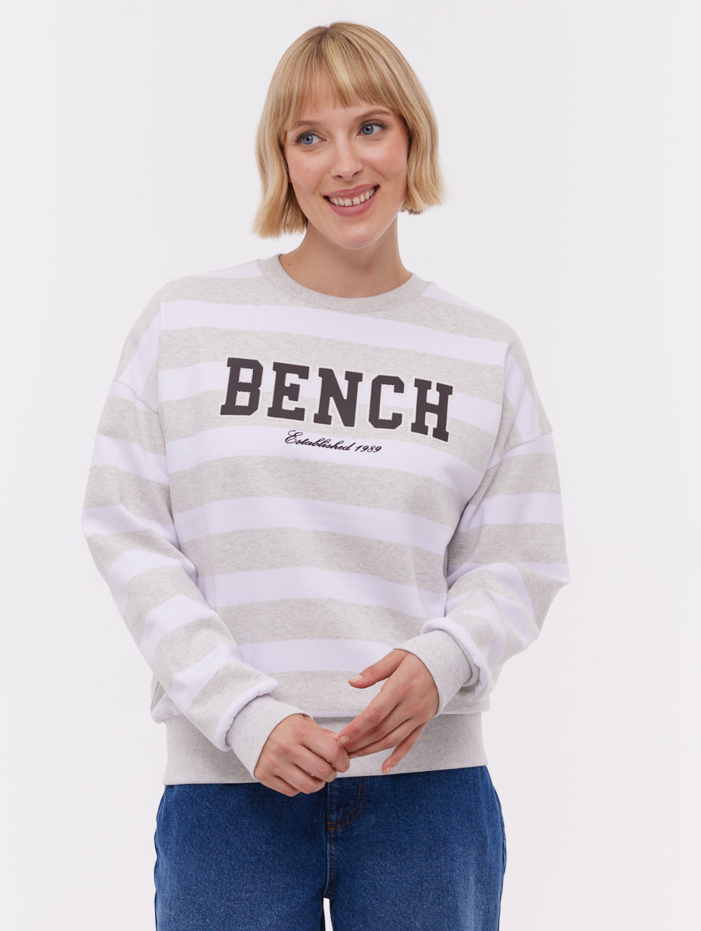 Jaye Collegiate Striped Crew Neck - Grey