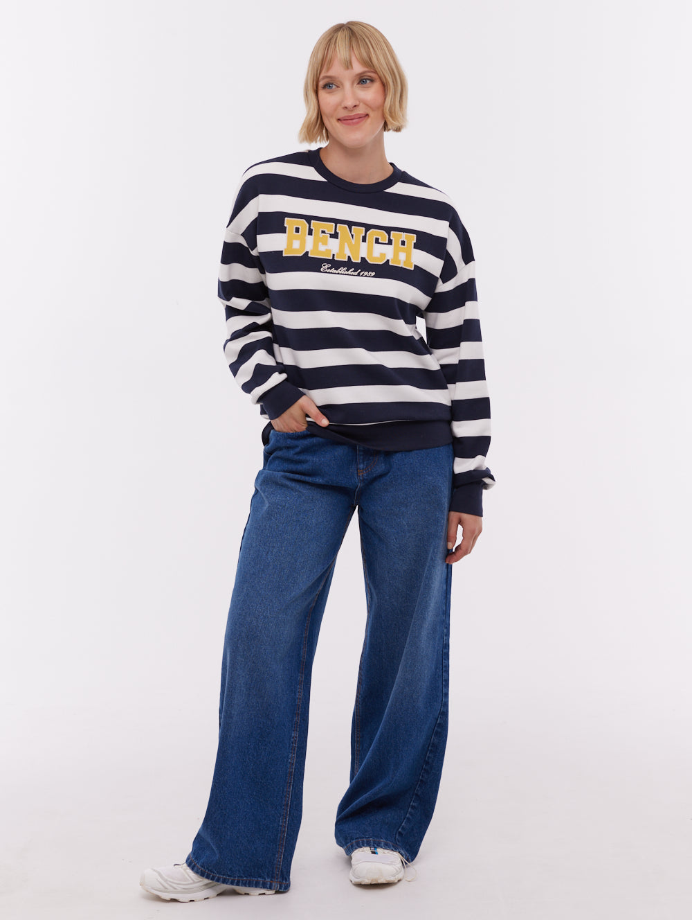 Jaye Collegiate Striped Crew Neck - Blue