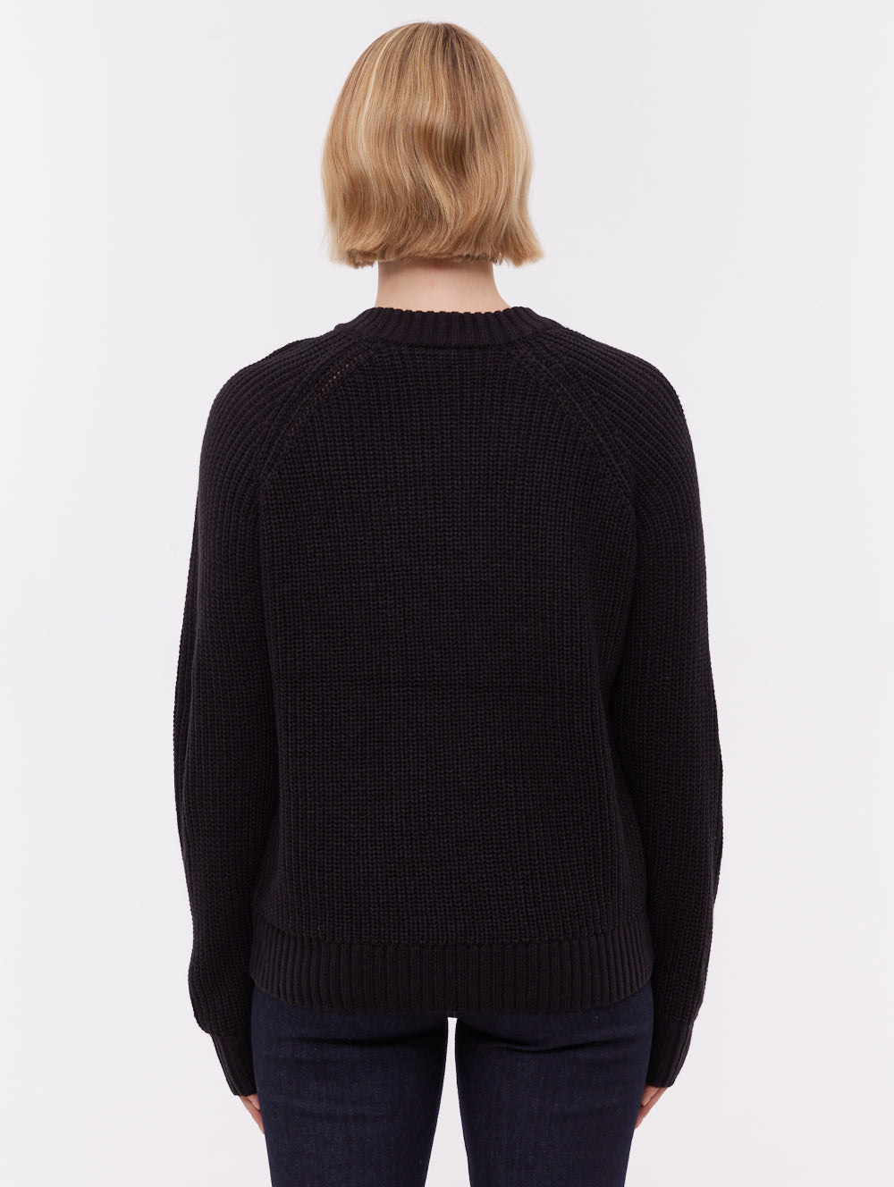 Georgiana Raglan Crew Neck Sweater - Black