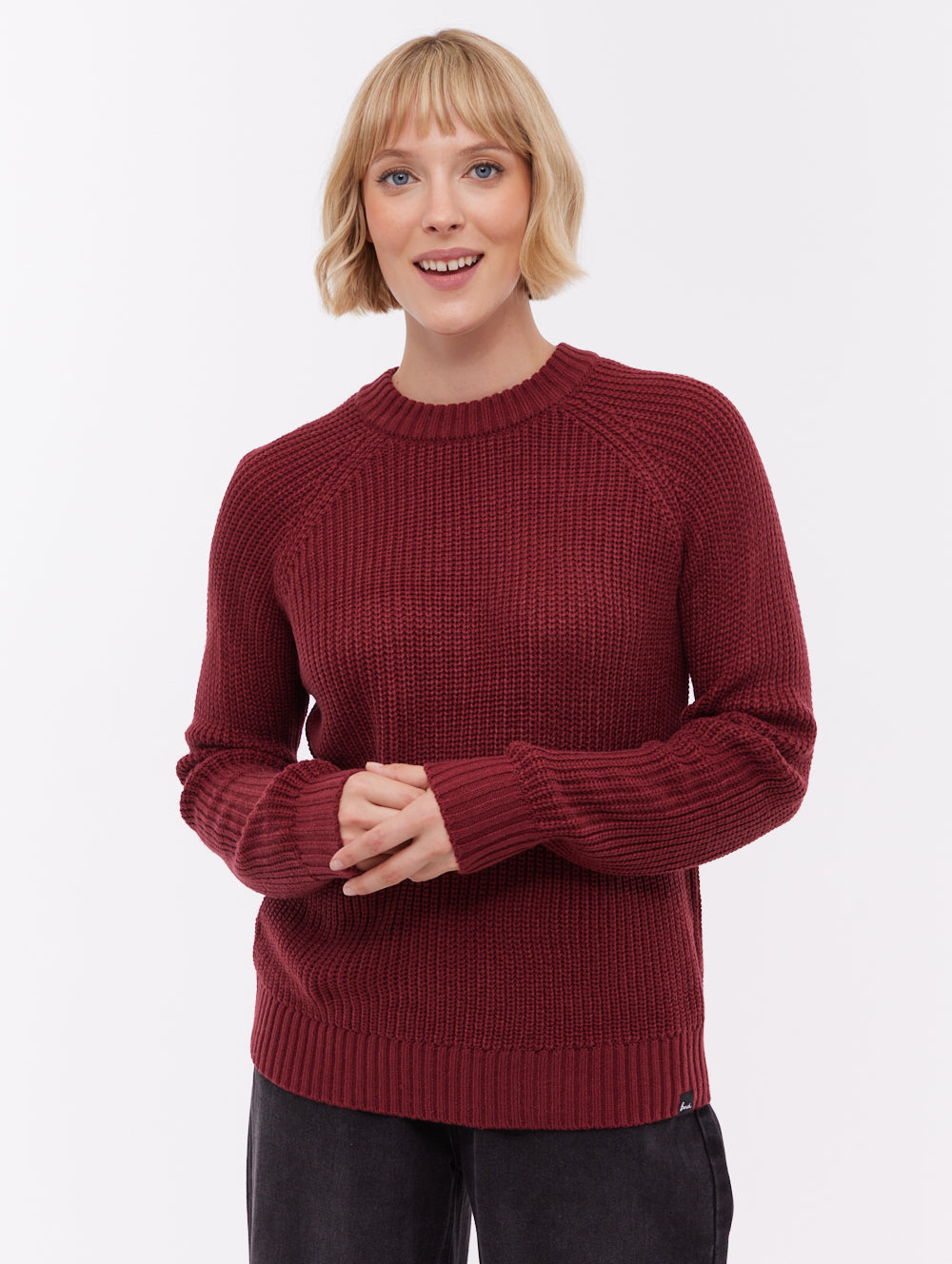 Georgiana Raglan Crew Neck Sweater - Red