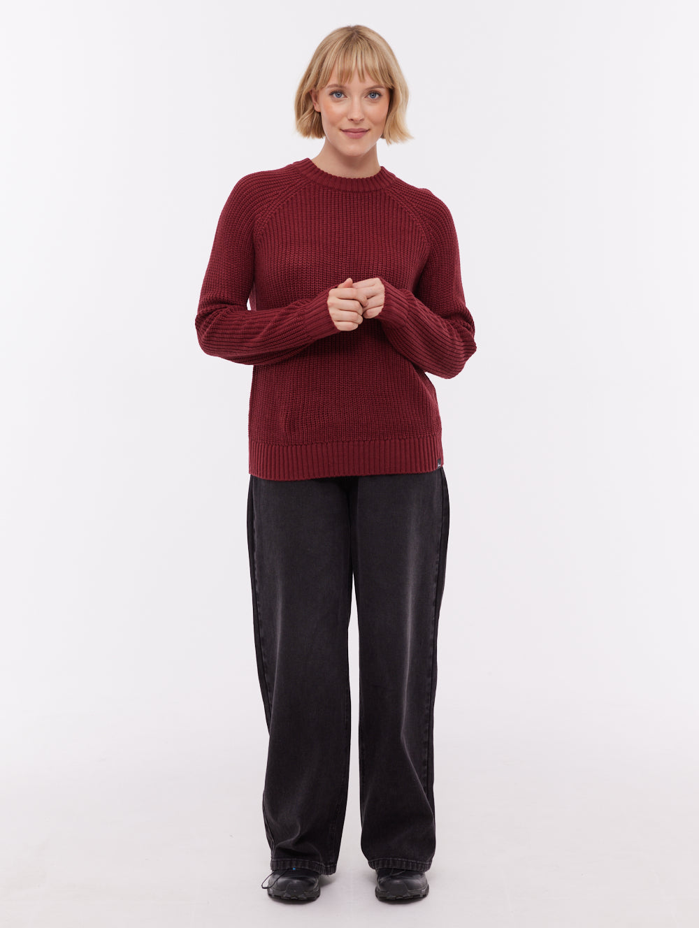 Georgiana Raglan Crew Neck Sweater - Red