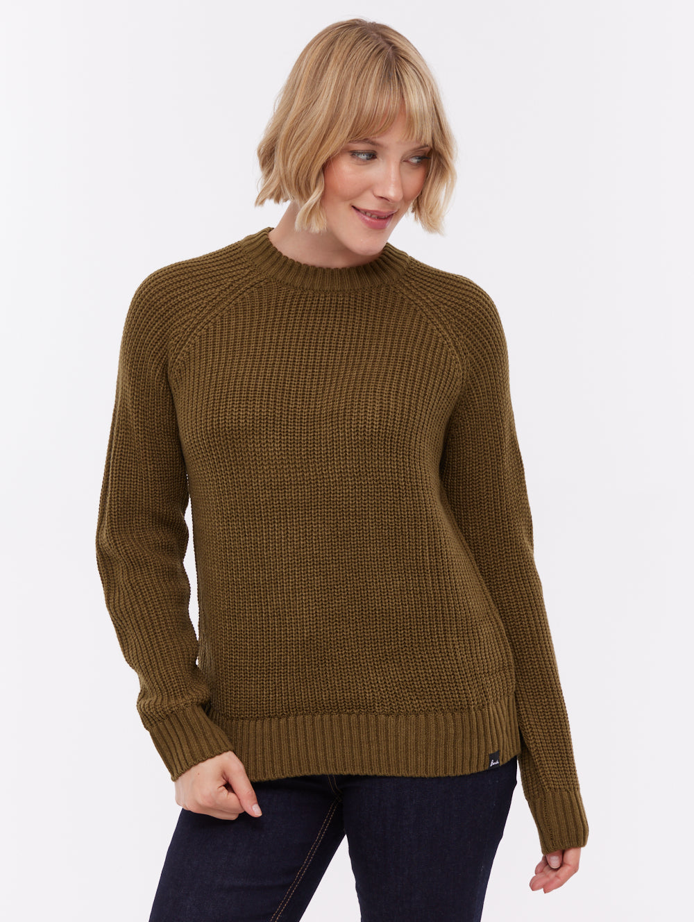 Georgiana Raglan Crew Neck Sweater - Green