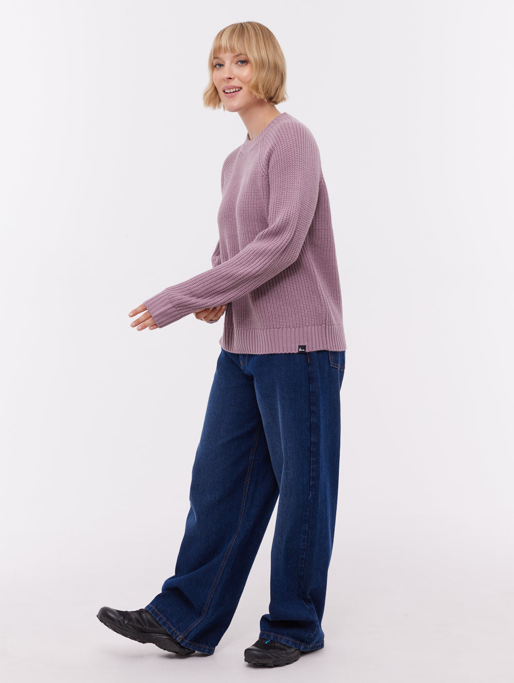 Georgiana Raglan Crew Neck Sweater - Purple