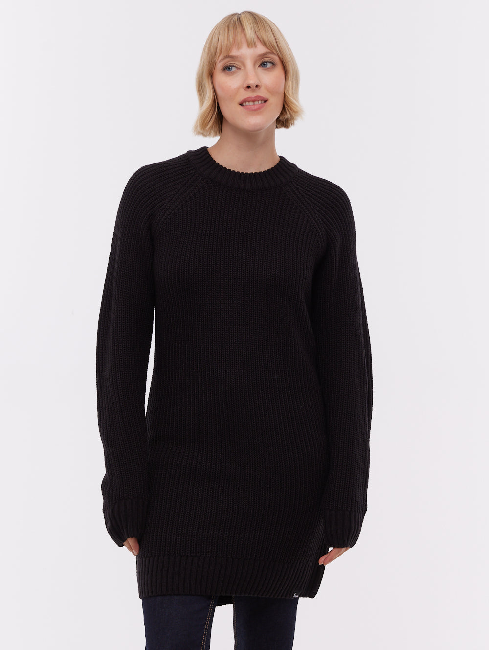 Karlie Rib Knit Sweater Dress - Black