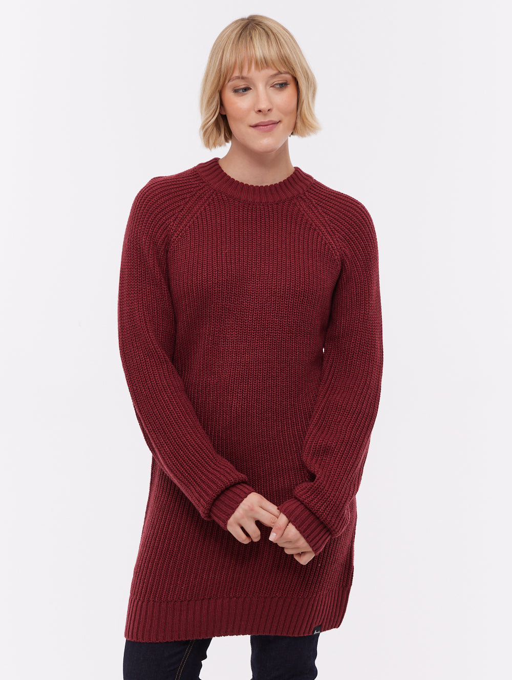 Karlie Rib Knit Sweater Dress - Red