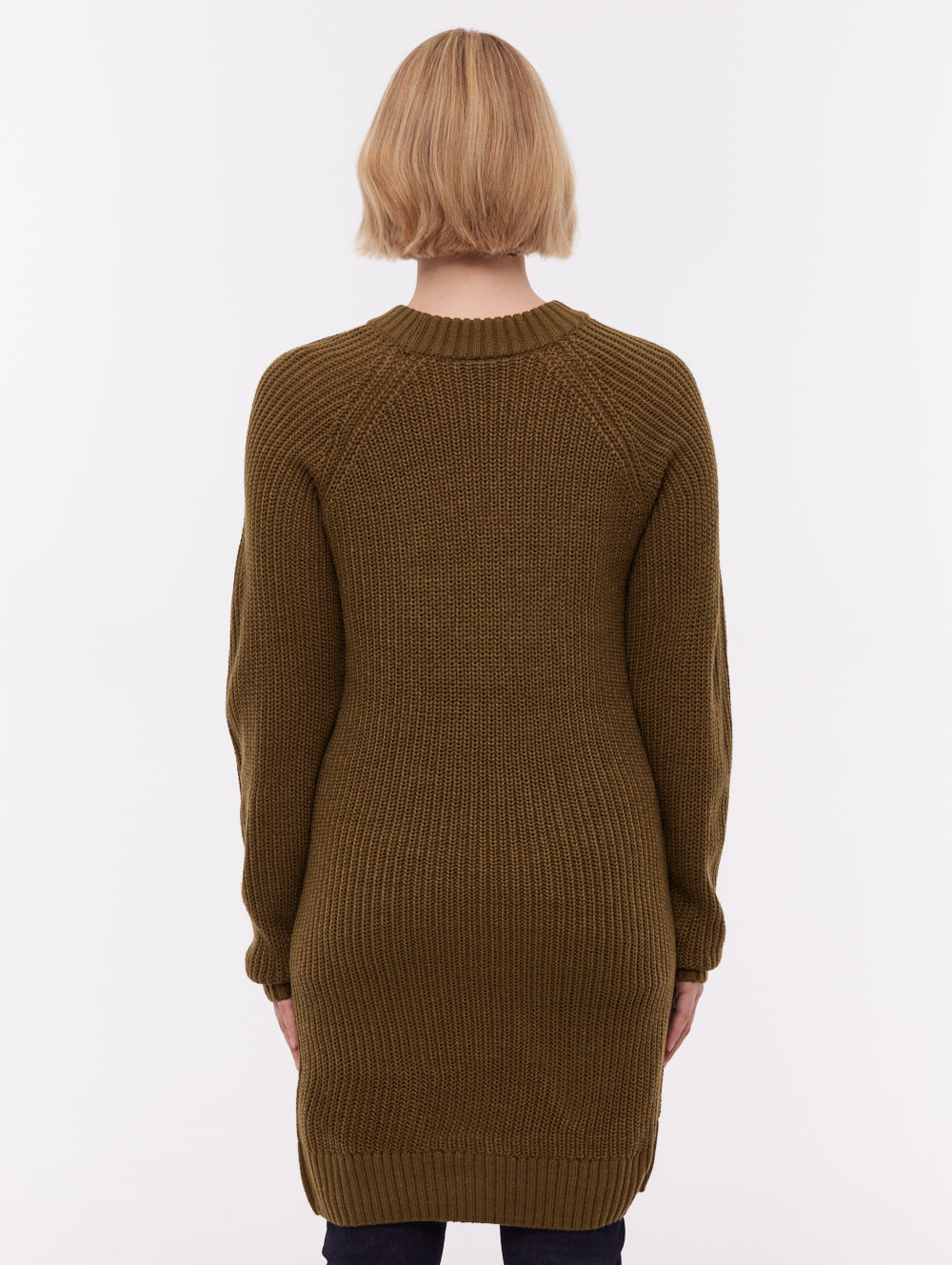 Karlie Rib Knit Sweater Dress - Green