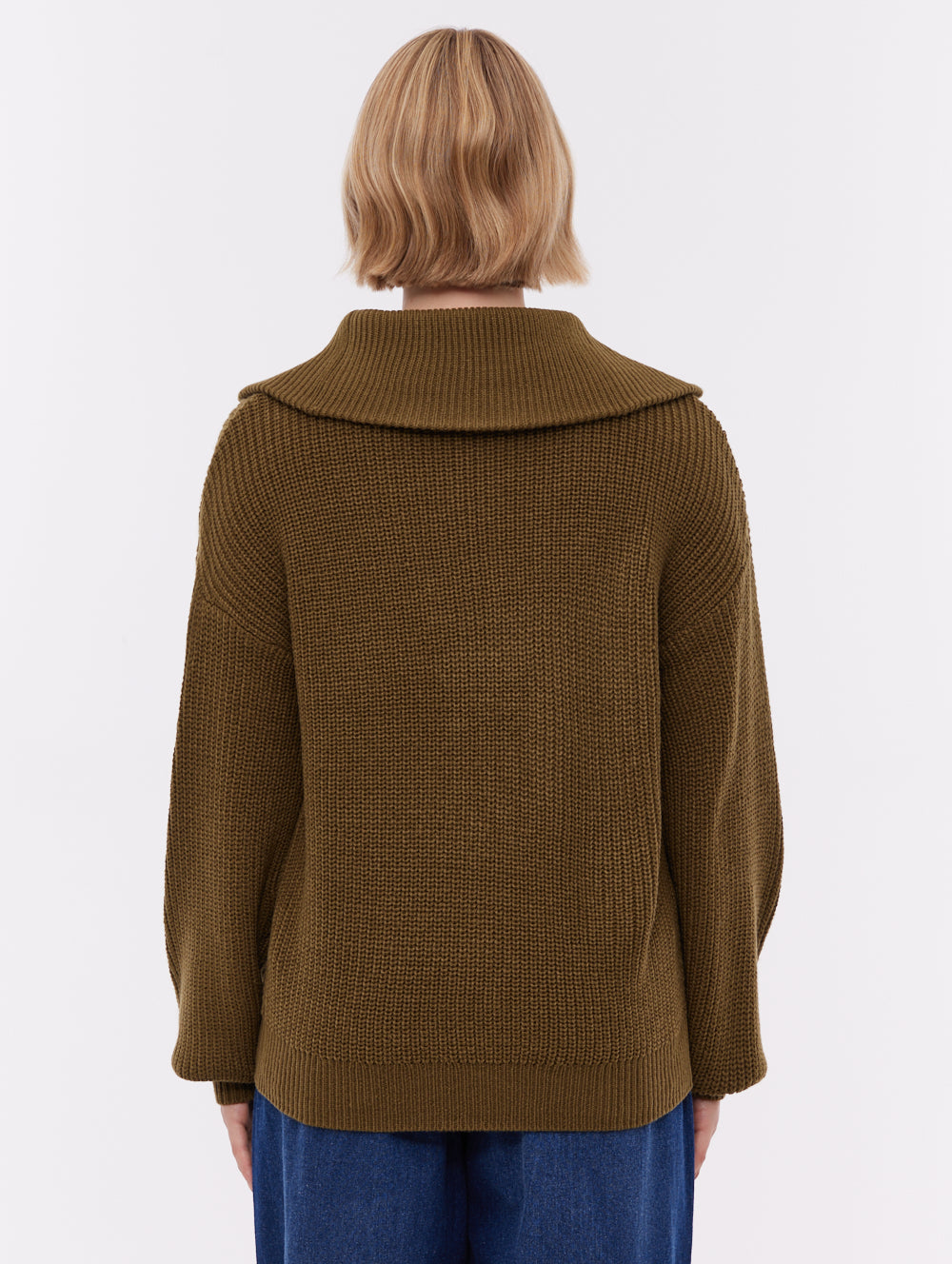 Thurynn Oversize Zippered Funnel Sweater - Green