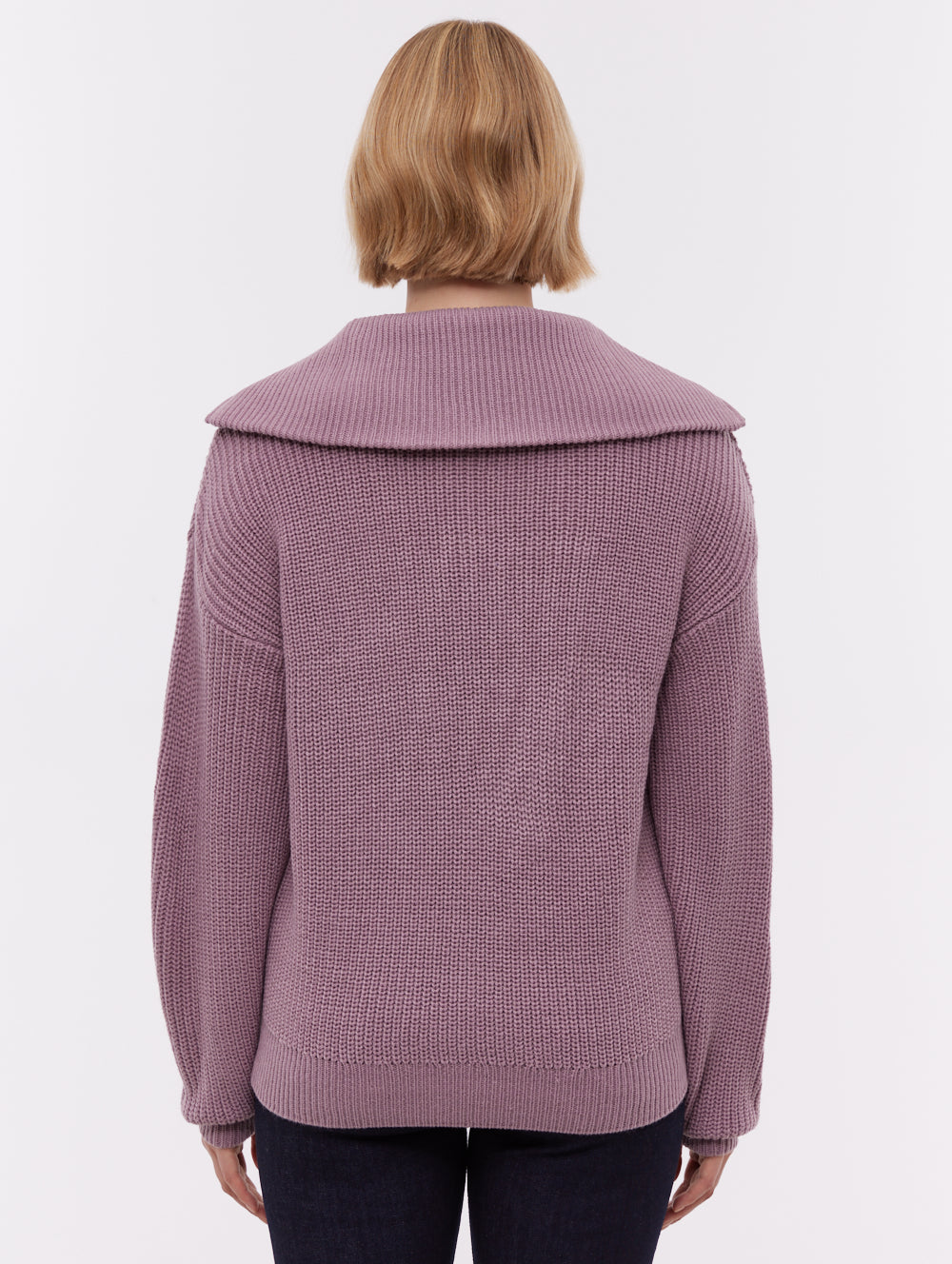 Thurynn Oversize Zippered Funnel Sweater - Purple